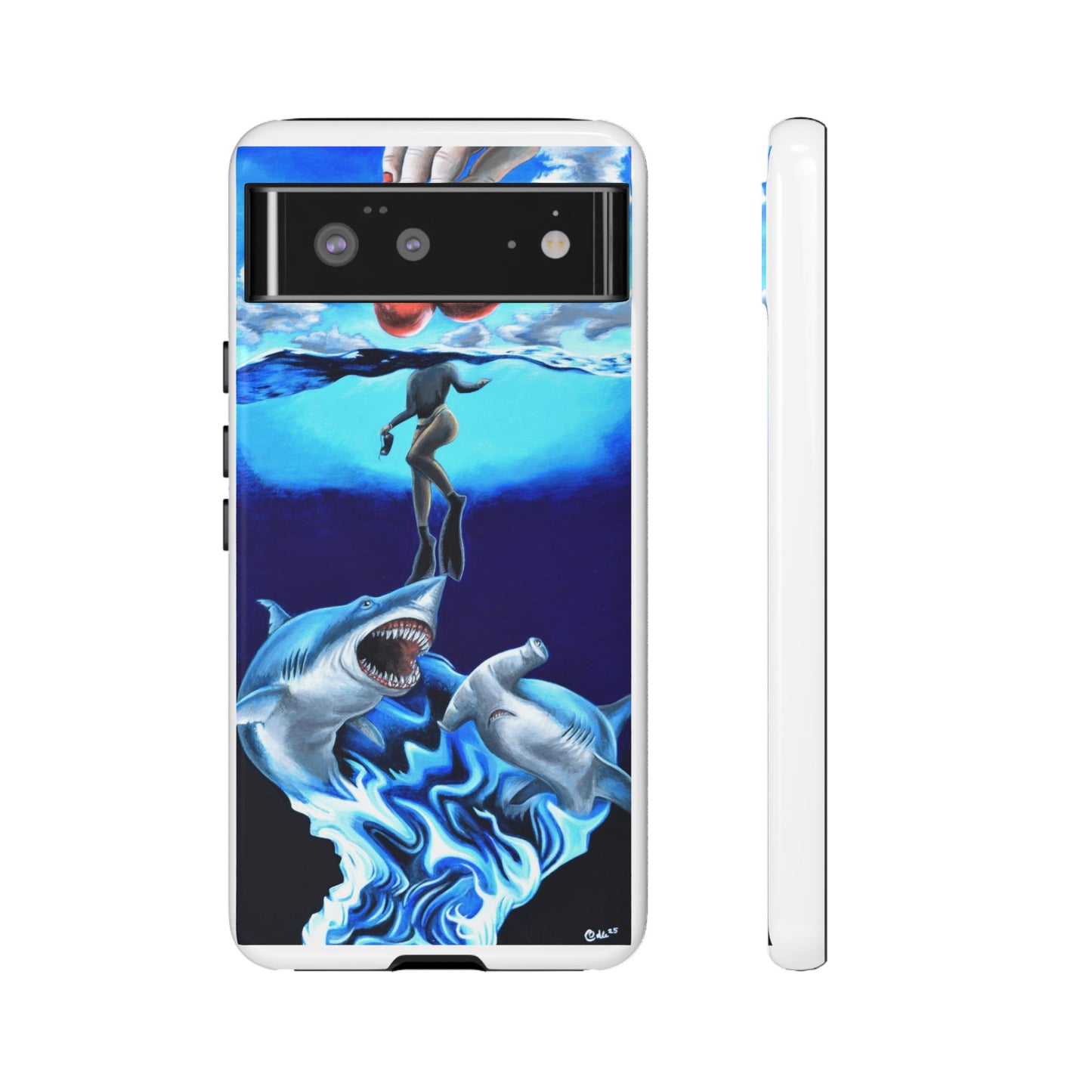 Shark Art Phone Case - Tough Cases, Unique Phone Accessories, Ocean-Inspired Gift, Underwater Art, Fun Phone Cover, Beach Lover Gift