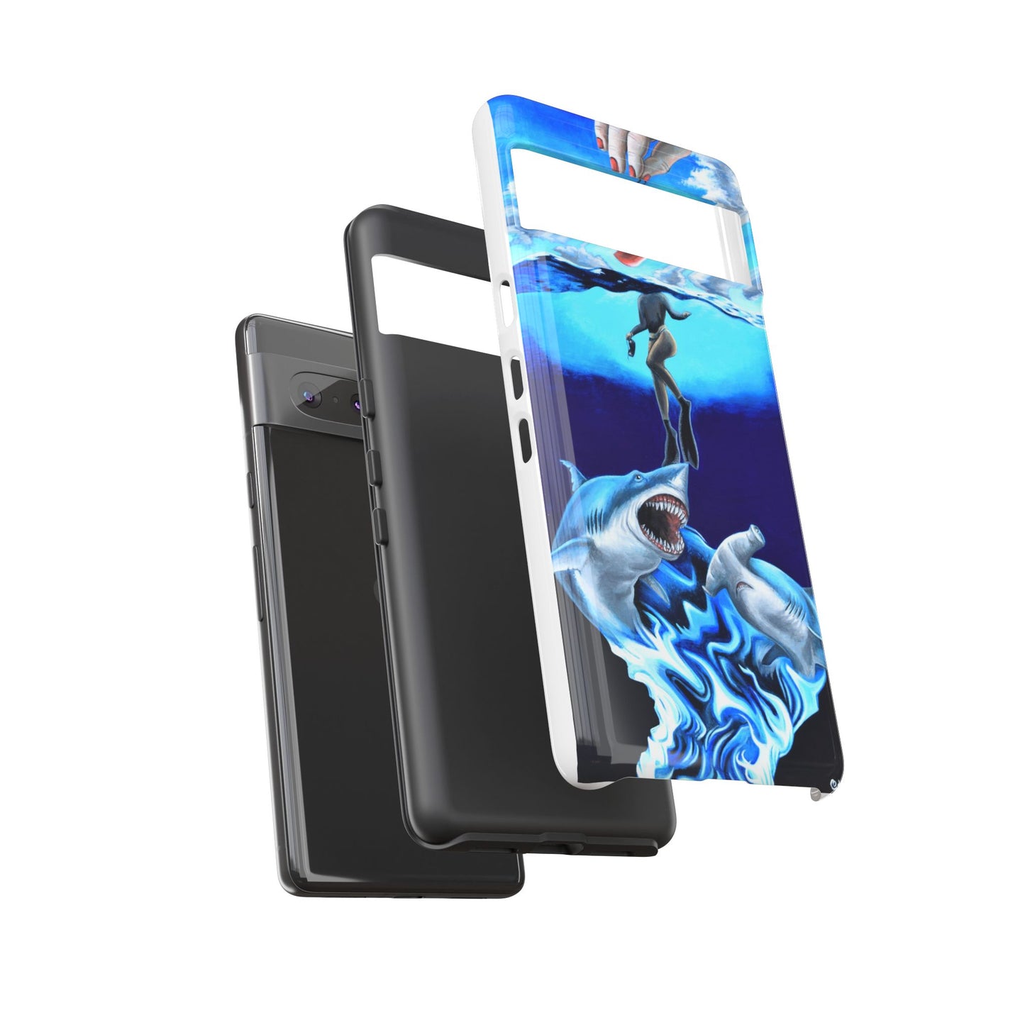 Shark Art Phone Case - Tough Cases, Unique Phone Accessories, Ocean-Inspired Gift, Underwater Art, Fun Phone Cover, Beach Lover Gift