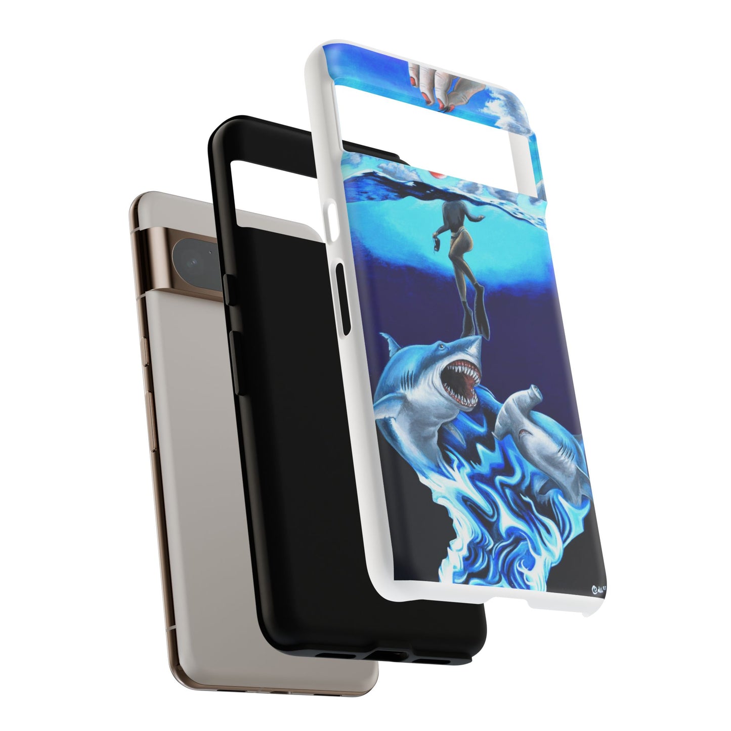Shark Art Phone Case - Tough Cases, Unique Phone Accessories, Ocean-Inspired Gift, Underwater Art, Fun Phone Cover, Beach Lover Gift