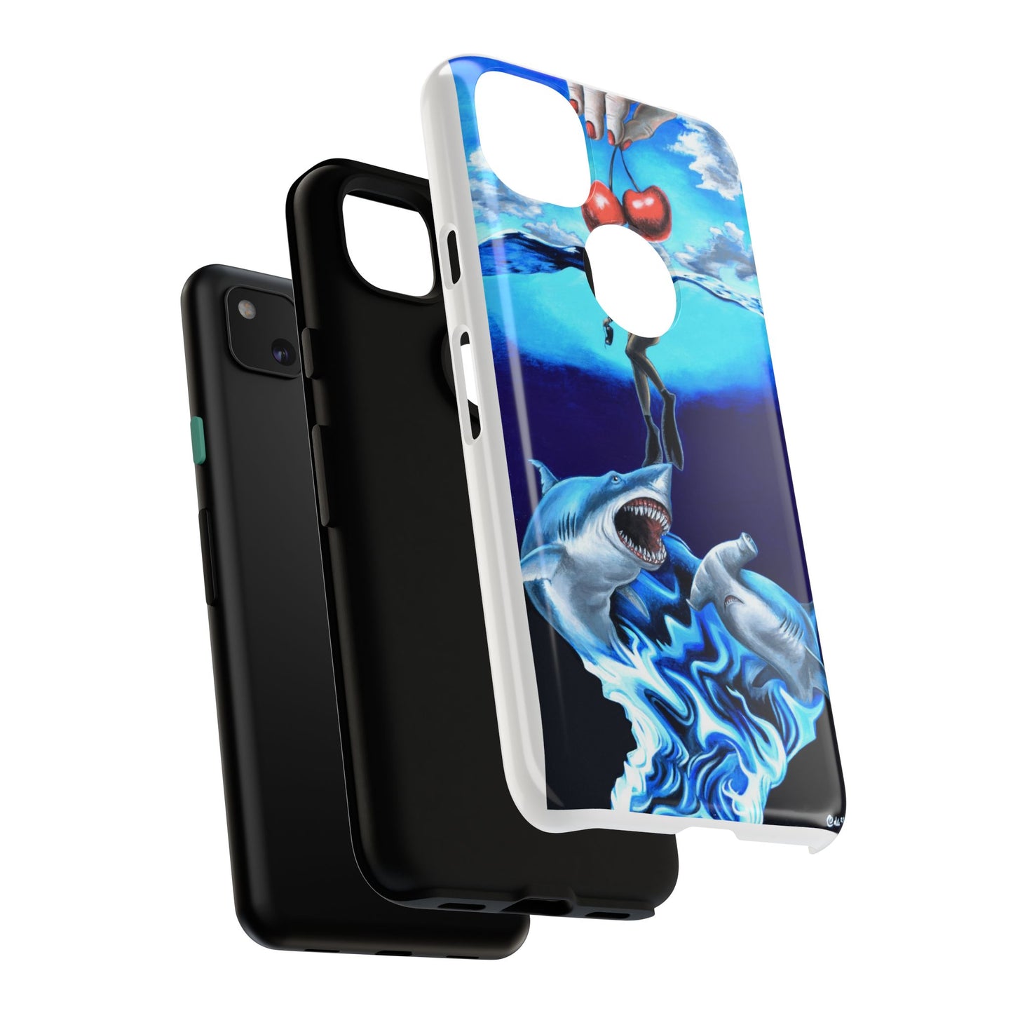 Shark Art Phone Case - Tough Cases, Unique Phone Accessories, Ocean-Inspired Gift, Underwater Art, Fun Phone Cover, Beach Lover Gift
