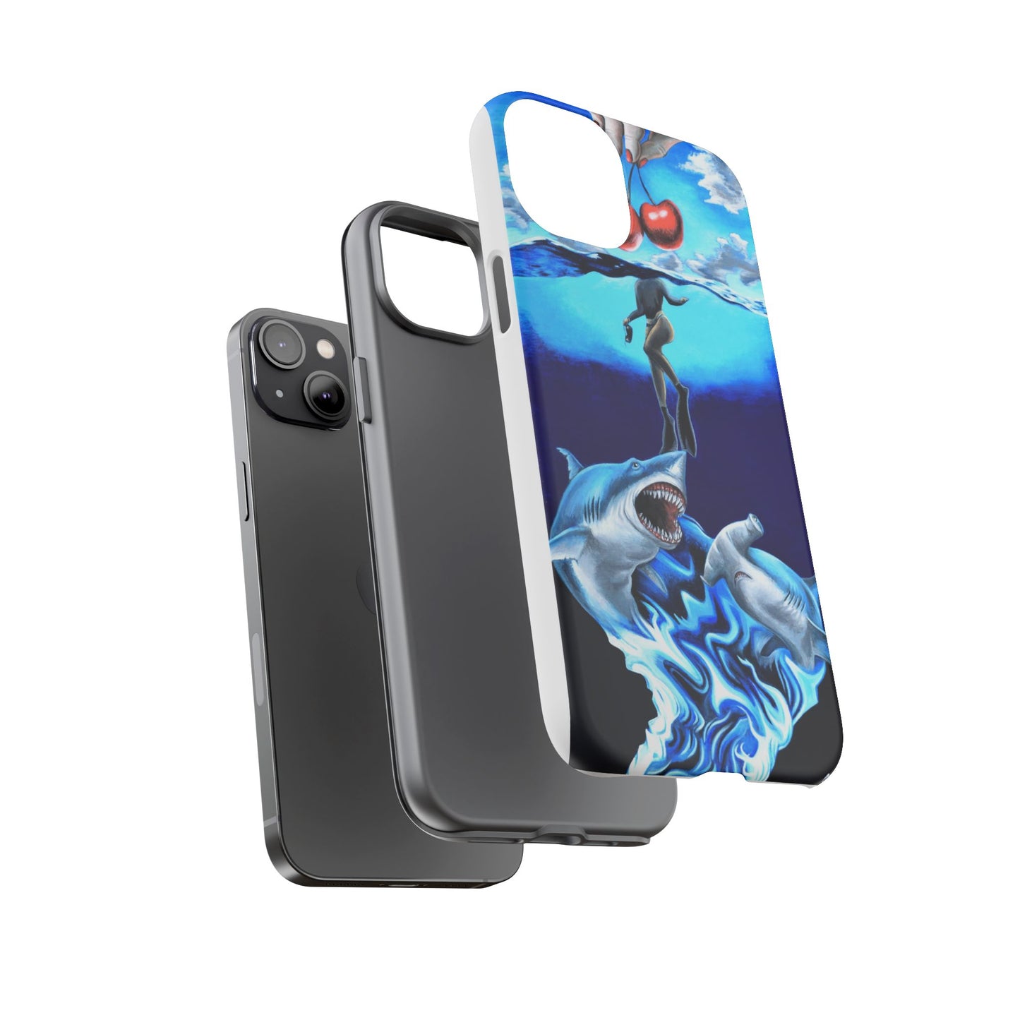Shark Art Phone Case - Tough Cases, Unique Phone Accessories, Ocean-Inspired Gift, Underwater Art, Fun Phone Cover, Beach Lover Gift