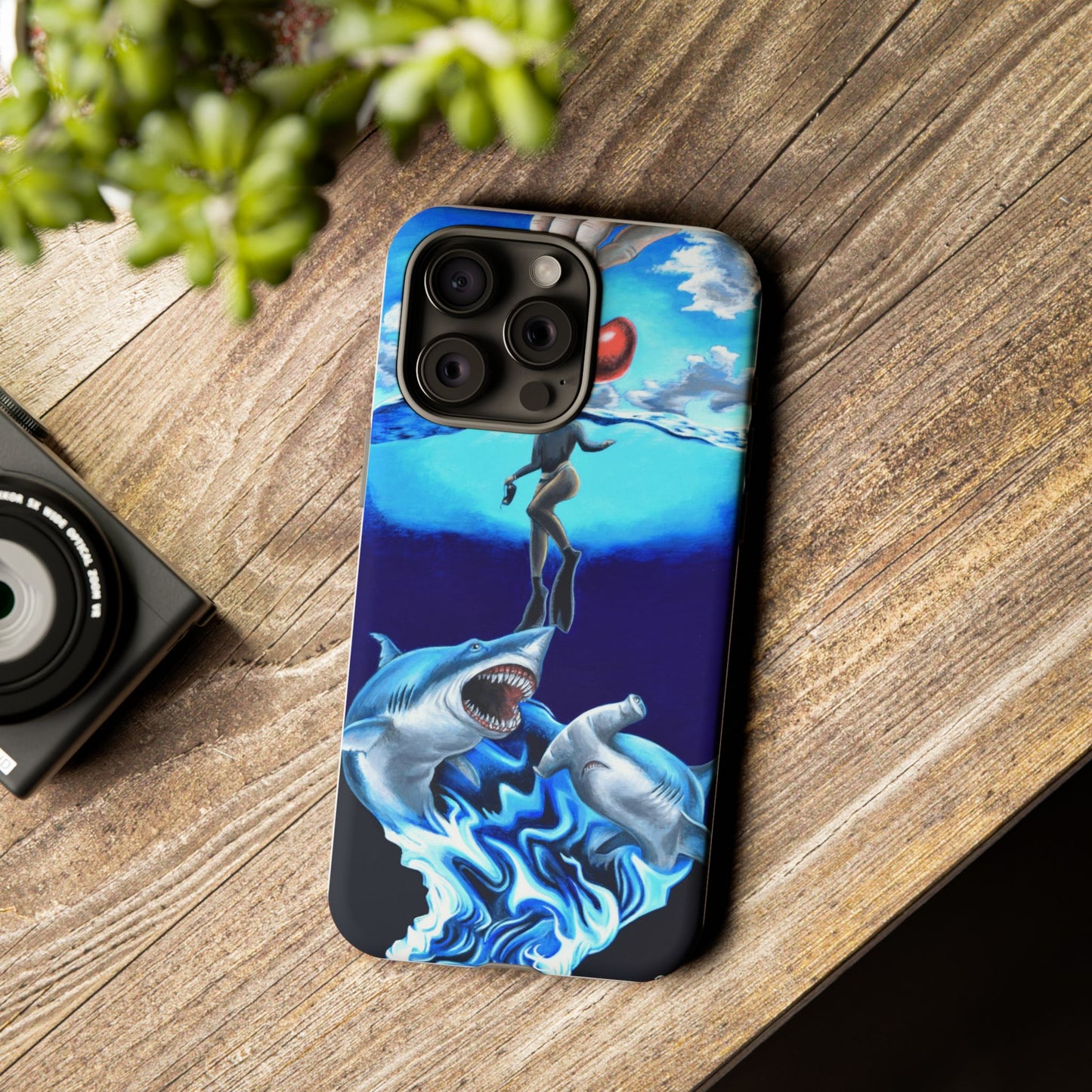 Shark Art Phone Case - Tough Cases, Unique Phone Accessories, Ocean-Inspired Gift, Underwater Art, Fun Phone Cover, Beach Lover Gift