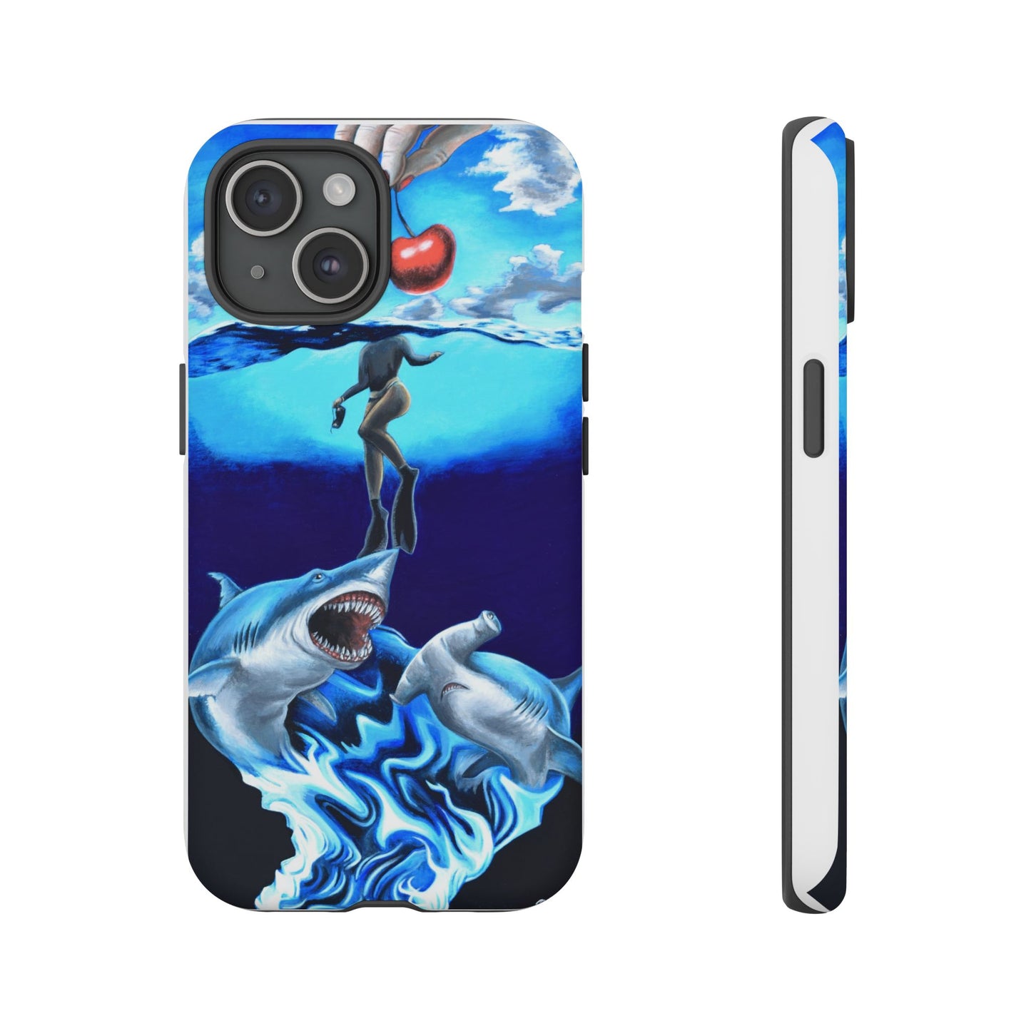Shark Art Phone Case - Tough Cases, Unique Phone Accessories, Ocean-Inspired Gift, Underwater Art, Fun Phone Cover, Beach Lover Gift