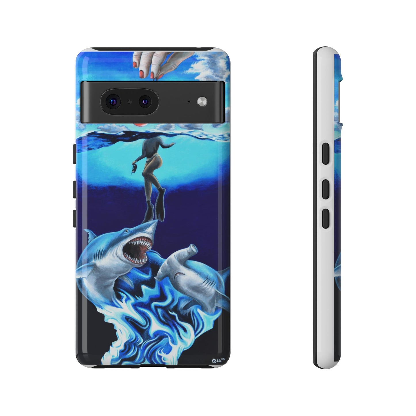 Shark Art Phone Case - Tough Cases, Unique Phone Accessories, Ocean-Inspired Gift, Underwater Art, Fun Phone Cover, Beach Lover Gift