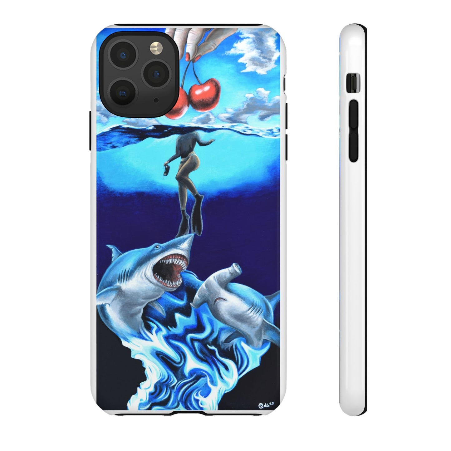 Shark Art Phone Case - Tough Cases, Unique Phone Accessories, Ocean-Inspired Gift, Underwater Art, Fun Phone Cover, Beach Lover Gift