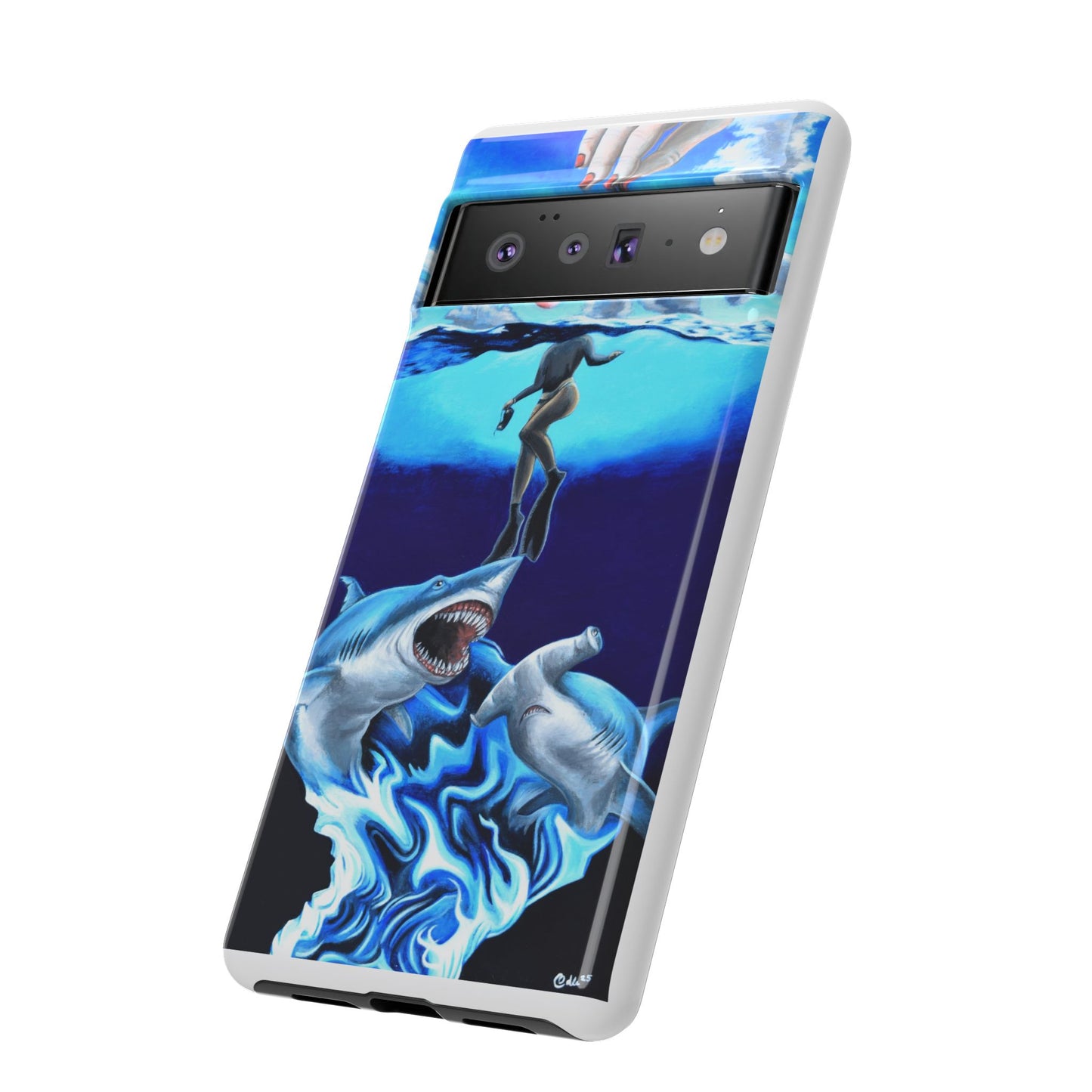 Shark Art Phone Case - Tough Cases, Unique Phone Accessories, Ocean-Inspired Gift, Underwater Art, Fun Phone Cover, Beach Lover Gift