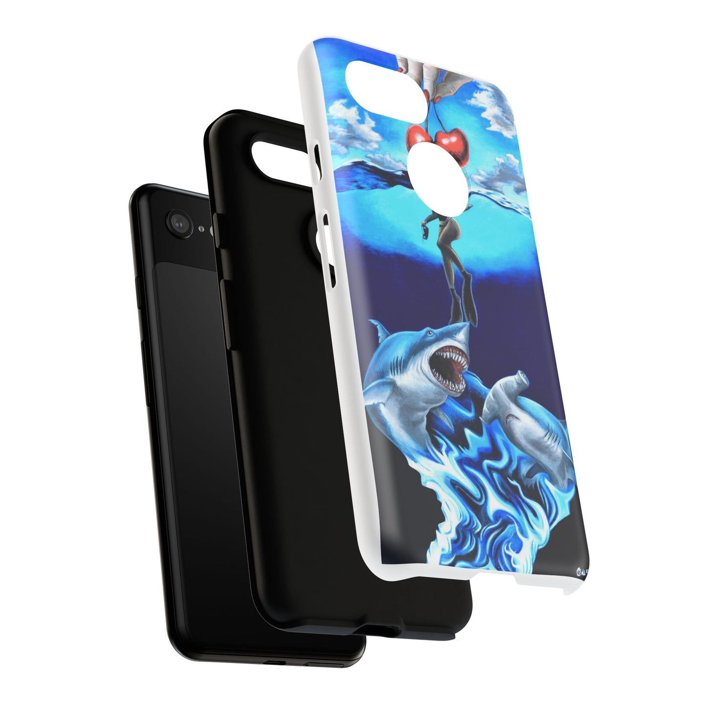Shark Art Phone Case - Tough Cases, Unique Phone Accessories, Ocean-Inspired Gift, Underwater Art, Fun Phone Cover, Beach Lover Gift