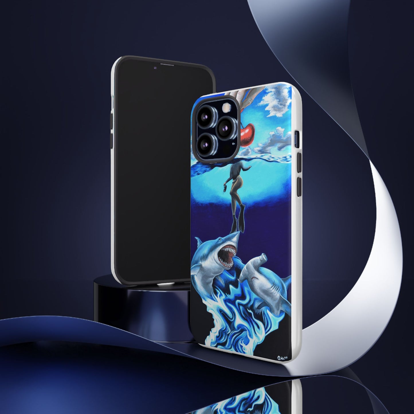 Shark Art Phone Case - Tough Cases, Unique Phone Accessories, Ocean-Inspired Gift, Underwater Art, Fun Phone Cover, Beach Lover Gift