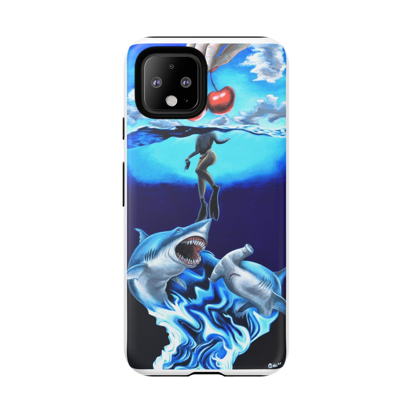 Shark Art Phone Case - Tough Cases, Unique Phone Accessories, Ocean-Inspired Gift, Underwater Art, Fun Phone Cover, Beach Lover Gift