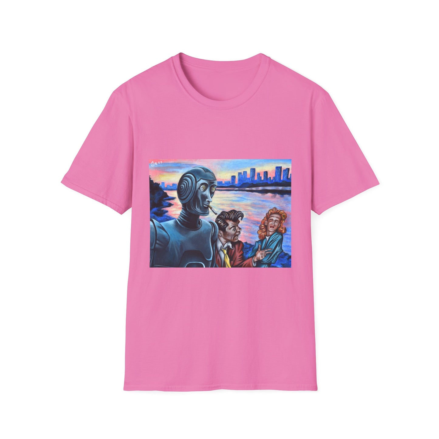 Retro Robot Unisex T-Shirt - Softstyle Graphic Tee for Tech Lovers