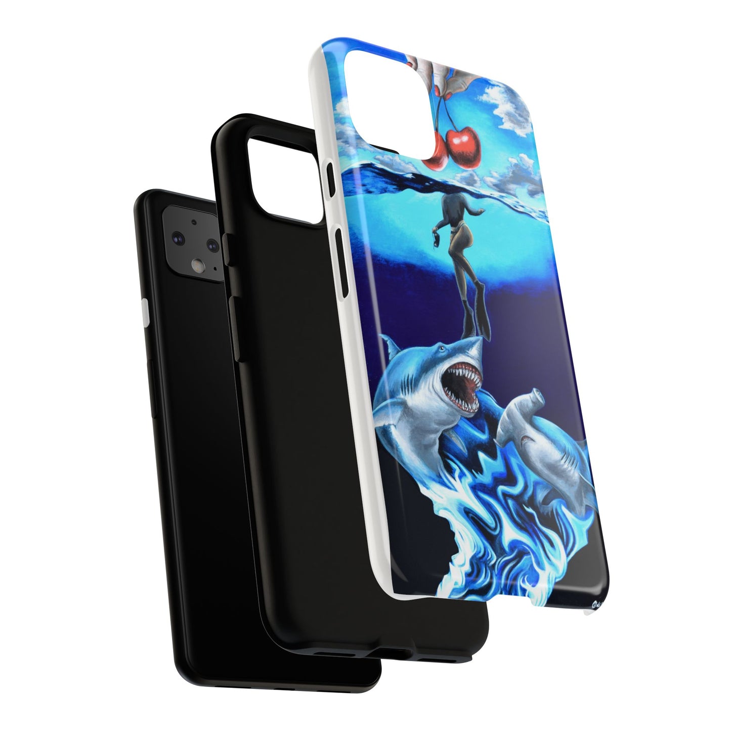 Shark Art Phone Case - Tough Cases, Unique Phone Accessories, Ocean-Inspired Gift, Underwater Art, Fun Phone Cover, Beach Lover Gift