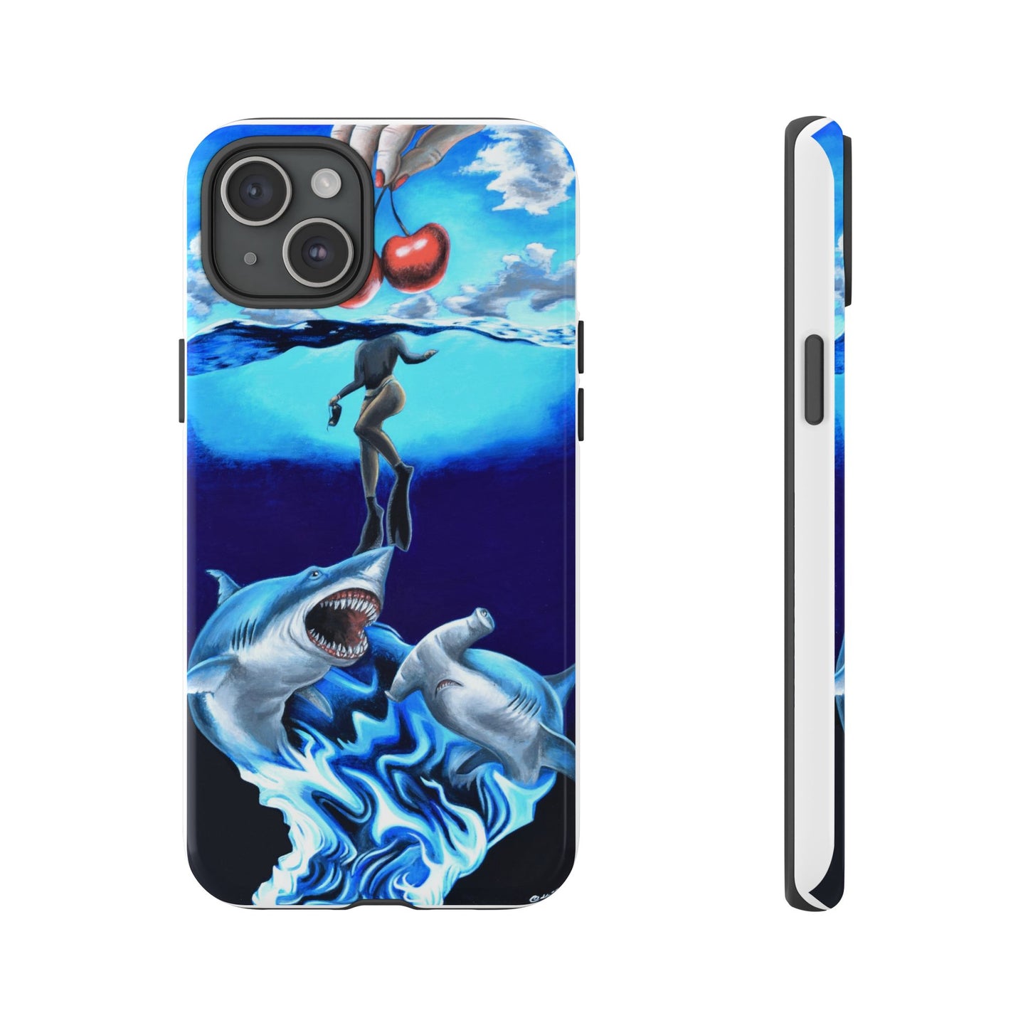 Shark Art Phone Case - Tough Cases, Unique Phone Accessories, Ocean-Inspired Gift, Underwater Art, Fun Phone Cover, Beach Lover Gift