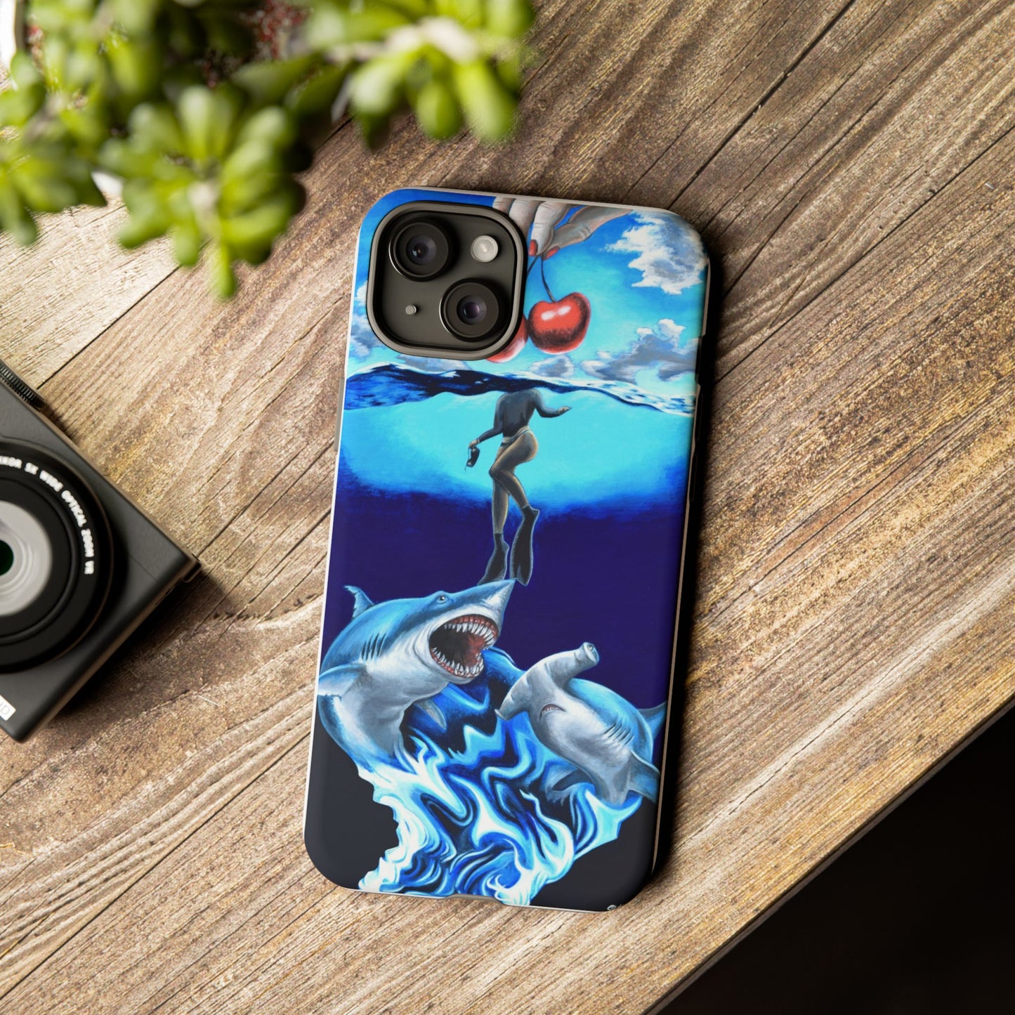 Shark Art Phone Case - Tough Cases, Unique Phone Accessories, Ocean-Inspired Gift, Underwater Art, Fun Phone Cover, Beach Lover Gift