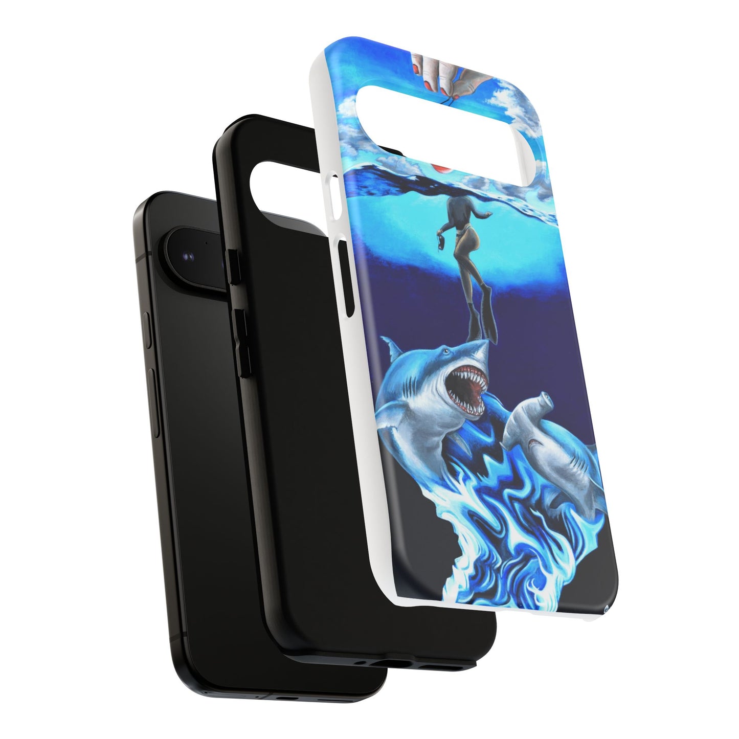 Shark Art Phone Case - Tough Cases, Unique Phone Accessories, Ocean-Inspired Gift, Underwater Art, Fun Phone Cover, Beach Lover Gift
