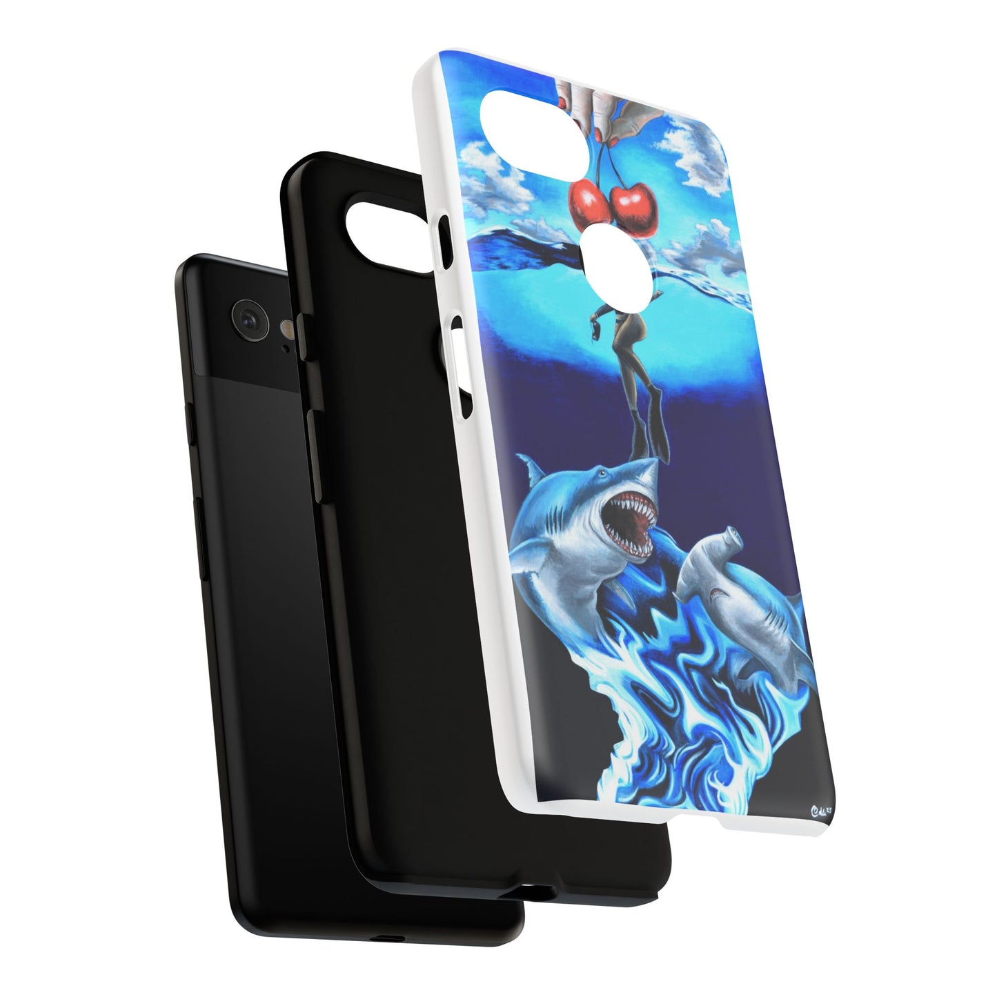 Shark Art Phone Case - Tough Cases, Unique Phone Accessories, Ocean-Inspired Gift, Underwater Art, Fun Phone Cover, Beach Lover Gift