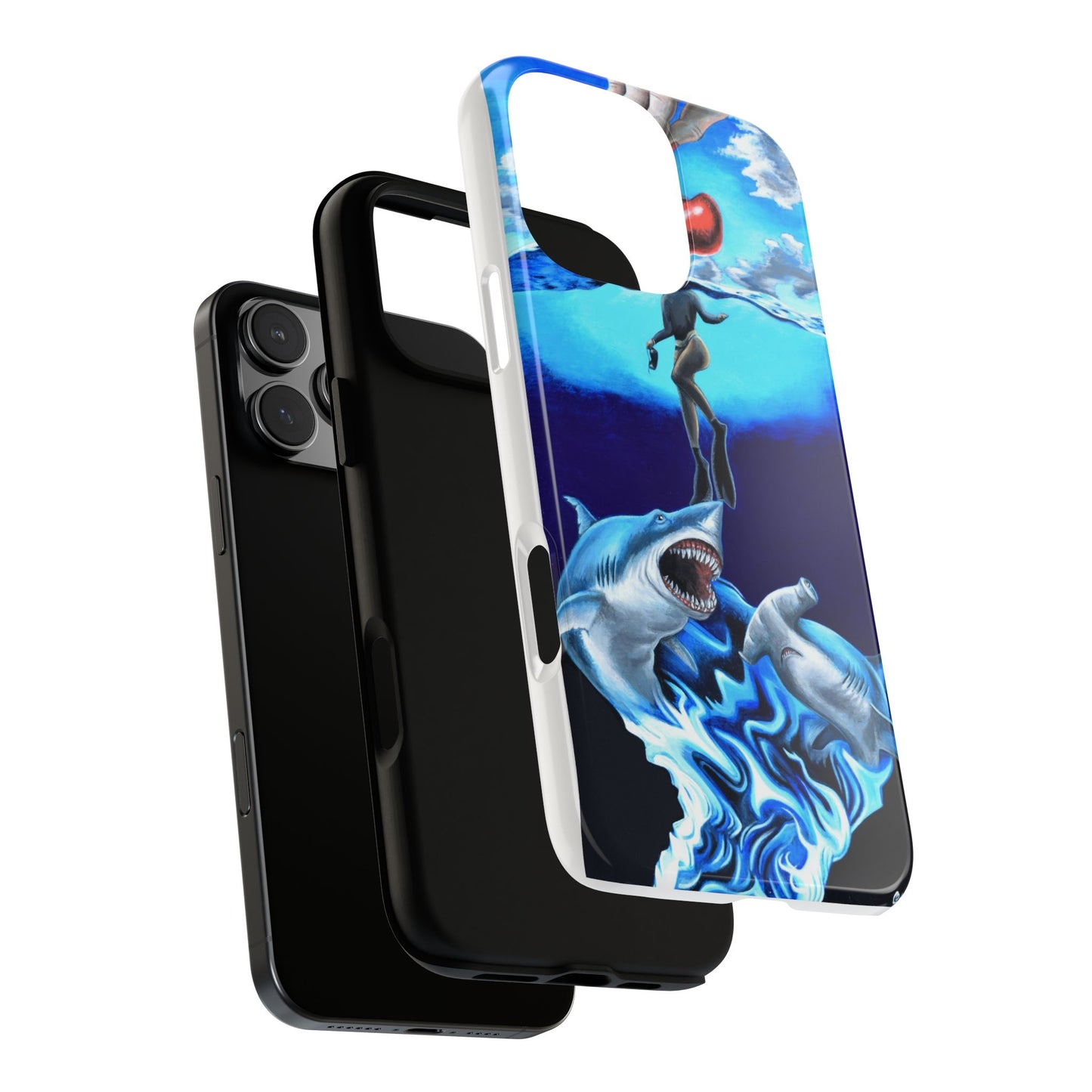 Shark Art Phone Case - Tough Cases, Unique Phone Accessories, Ocean-Inspired Gift, Underwater Art, Fun Phone Cover, Beach Lover Gift
