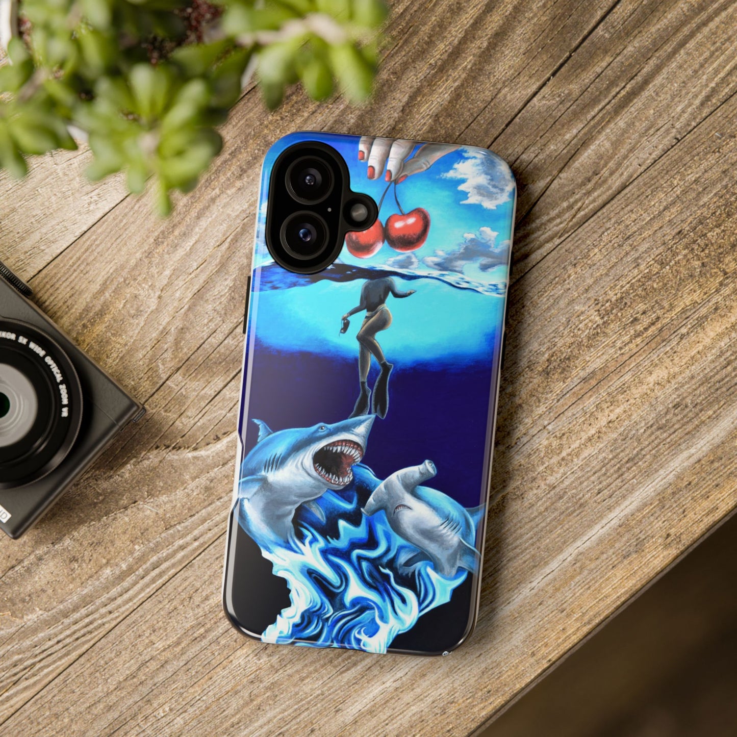 Shark Art Phone Case - Tough Cases, Unique Phone Accessories, Ocean-Inspired Gift, Underwater Art, Fun Phone Cover, Beach Lover Gift