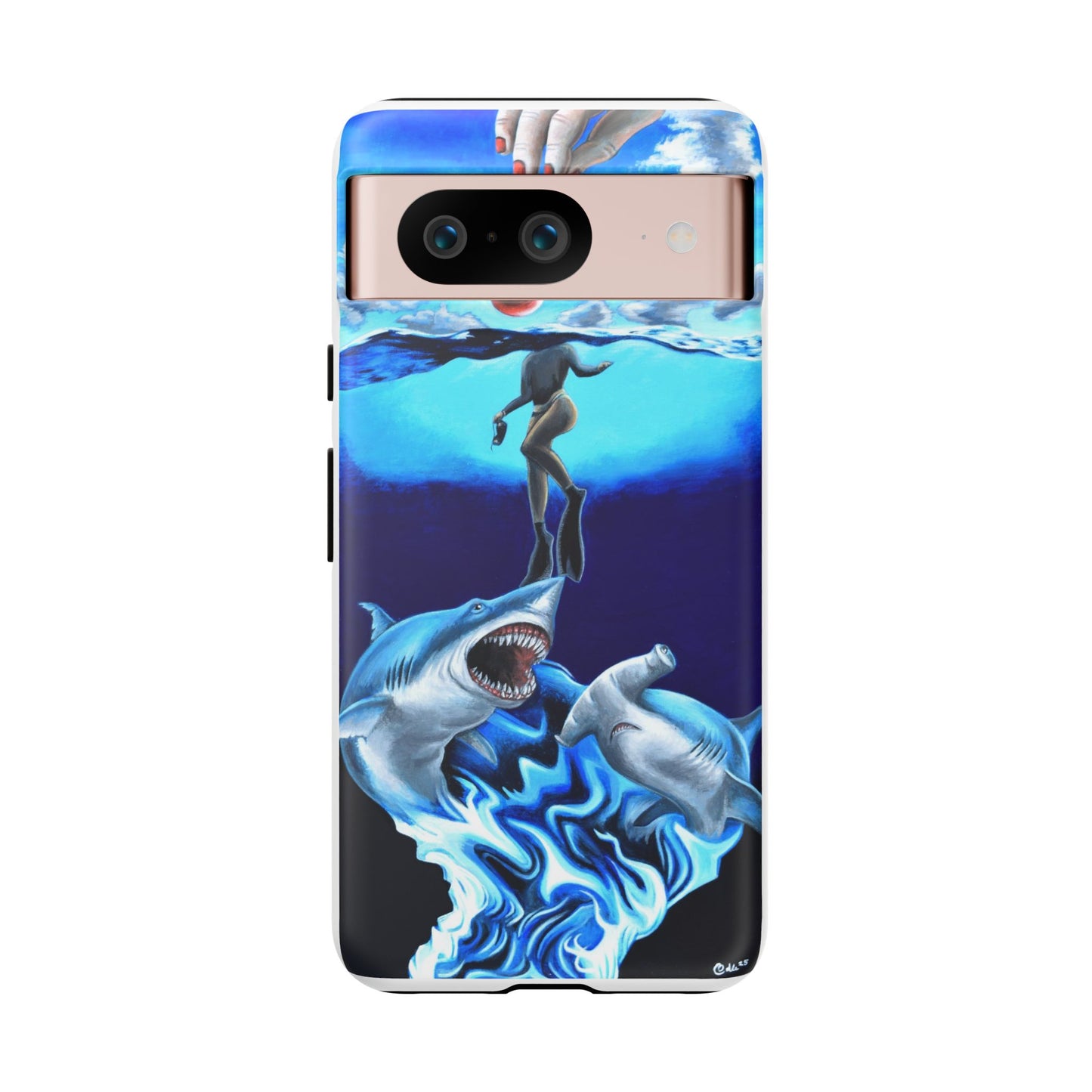 Shark Art Phone Case - Tough Cases, Unique Phone Accessories, Ocean-Inspired Gift, Underwater Art, Fun Phone Cover, Beach Lover Gift