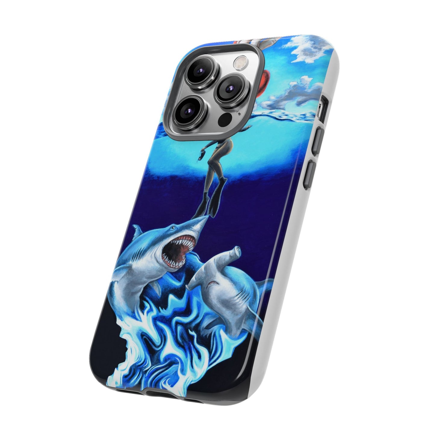 Shark Art Phone Case - Tough Cases, Unique Phone Accessories, Ocean-Inspired Gift, Underwater Art, Fun Phone Cover, Beach Lover Gift