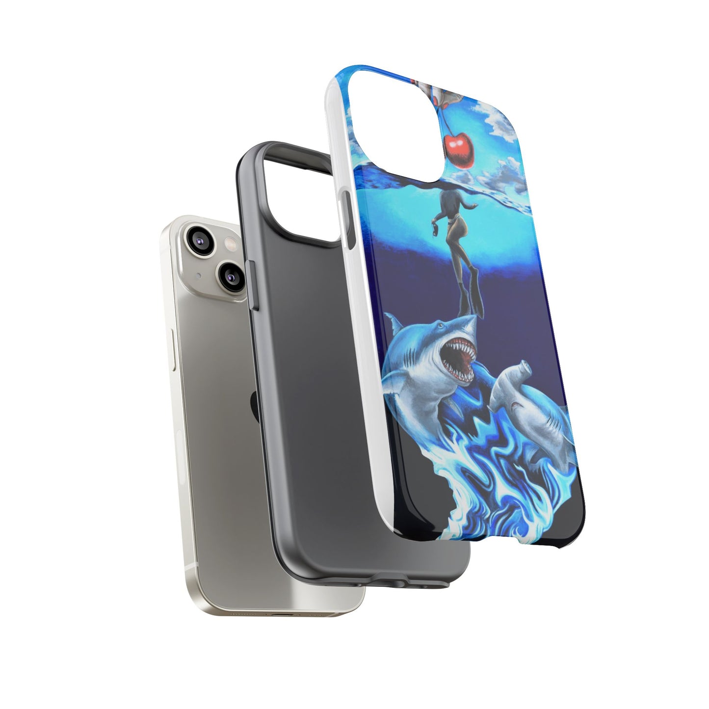 Shark Art Phone Case - Tough Cases, Unique Phone Accessories, Ocean-Inspired Gift, Underwater Art, Fun Phone Cover, Beach Lover Gift