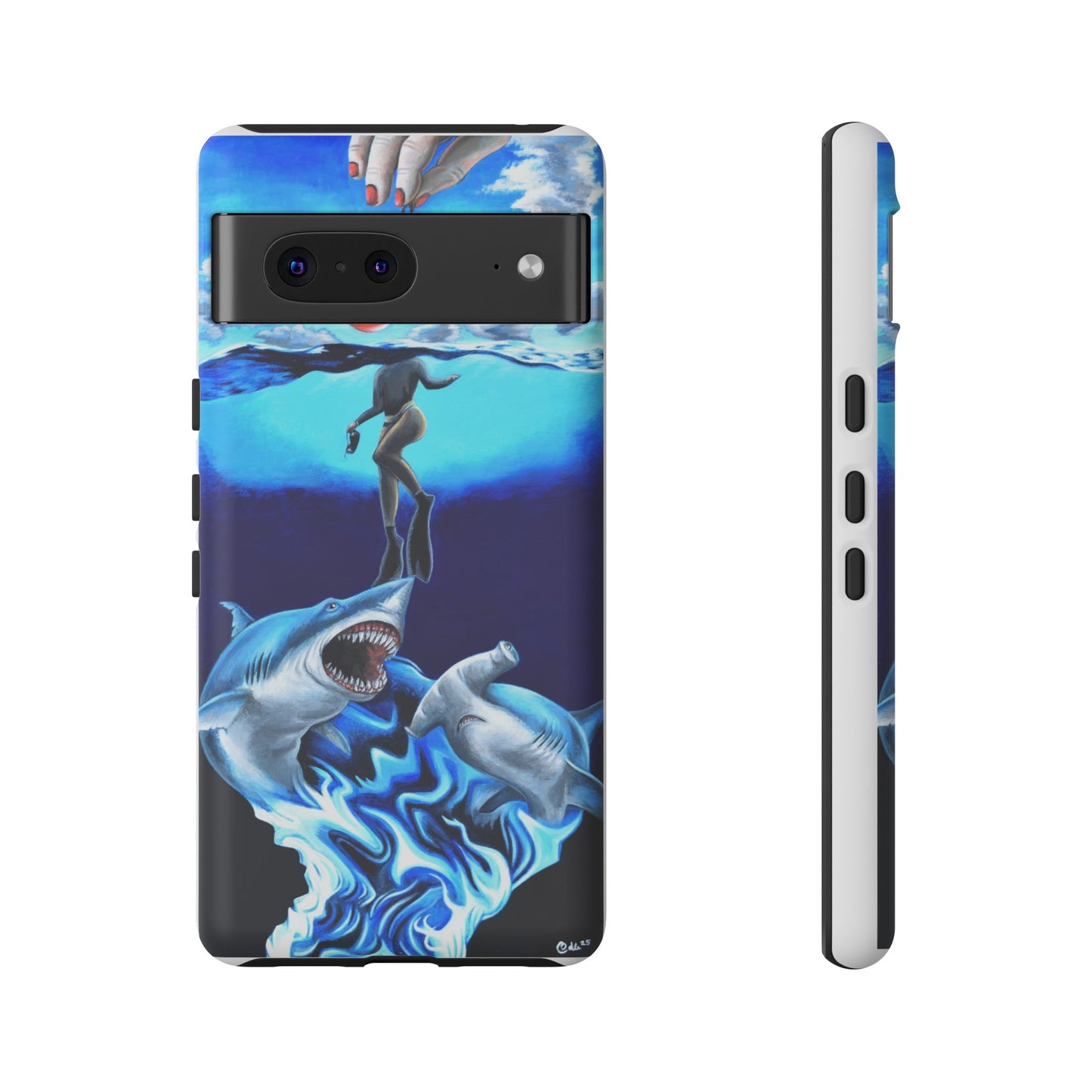 Shark Art Phone Case - Tough Cases, Unique Phone Accessories, Ocean-Inspired Gift, Underwater Art, Fun Phone Cover, Beach Lover Gift