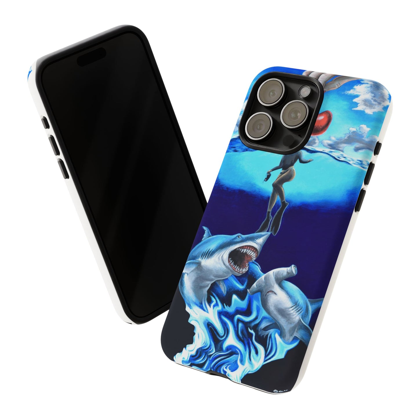 Shark Art Phone Case - Tough Cases, Unique Phone Accessories, Ocean-Inspired Gift, Underwater Art, Fun Phone Cover, Beach Lover Gift