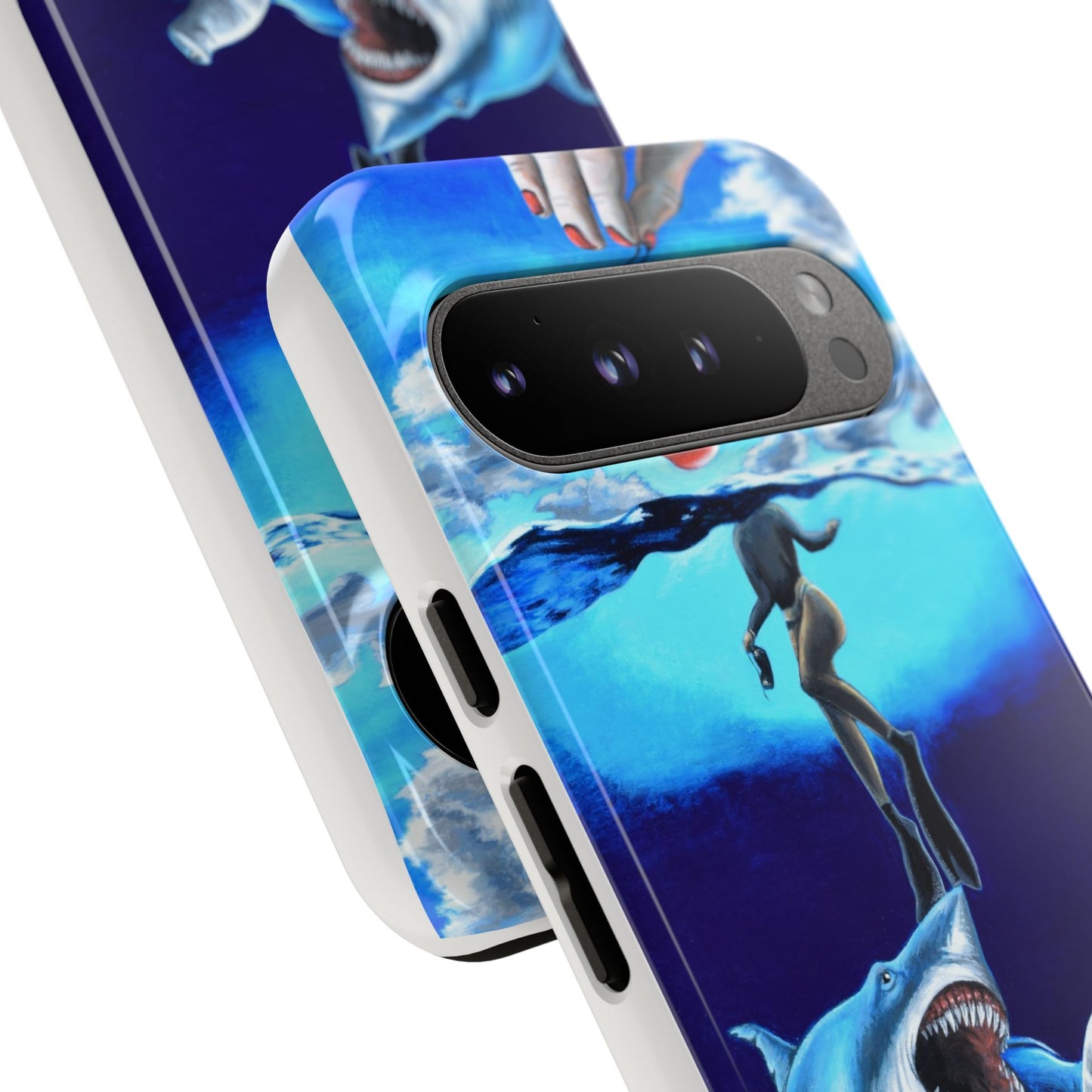 Shark Art Phone Case - Tough Cases, Unique Phone Accessories, Ocean-Inspired Gift, Underwater Art, Fun Phone Cover, Beach Lover Gift