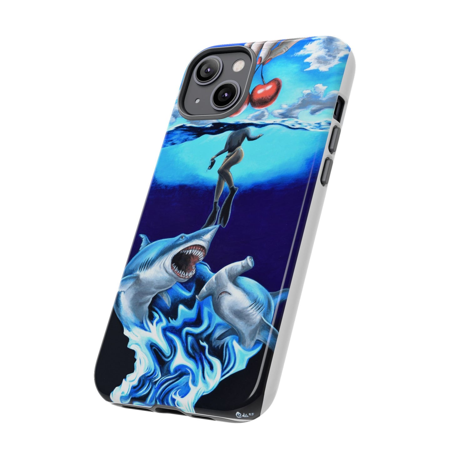 Shark Art Phone Case - Tough Cases, Unique Phone Accessories, Ocean-Inspired Gift, Underwater Art, Fun Phone Cover, Beach Lover Gift