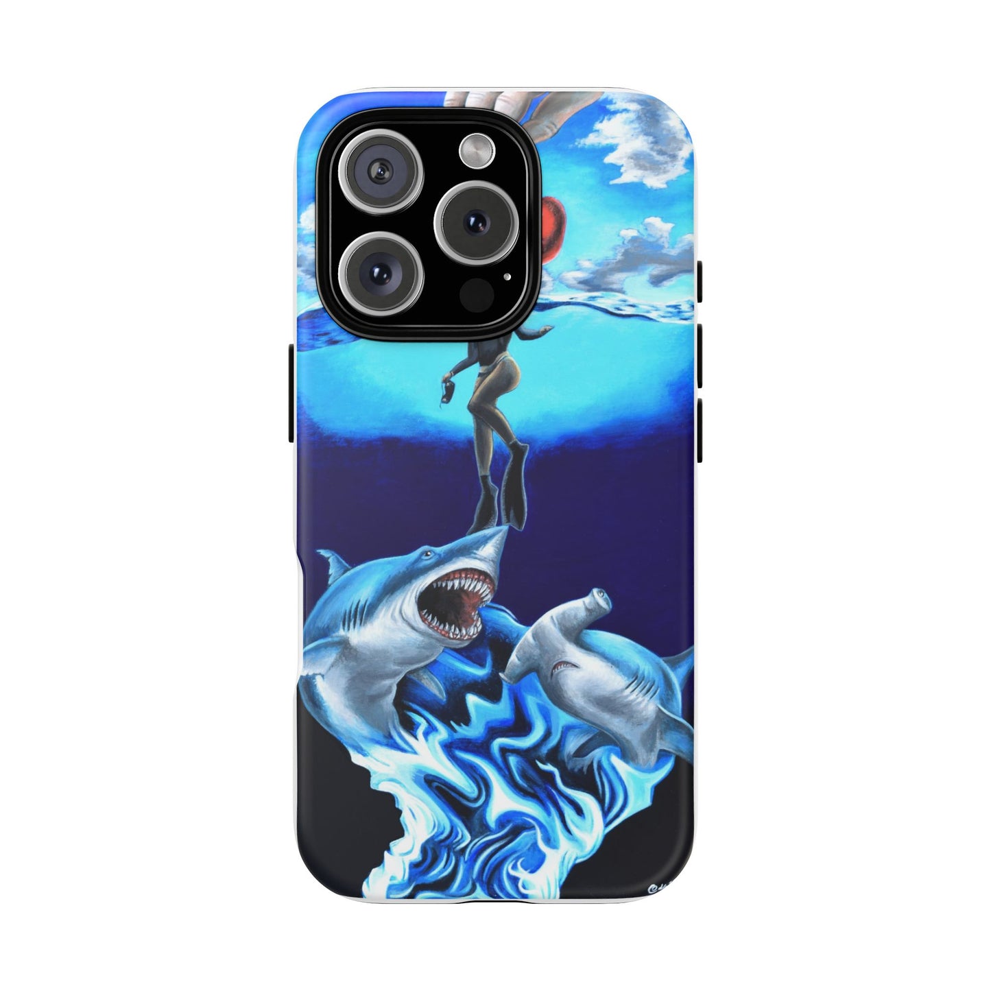 Shark Art Phone Case - Tough Cases, Unique Phone Accessories, Ocean-Inspired Gift, Underwater Art, Fun Phone Cover, Beach Lover Gift