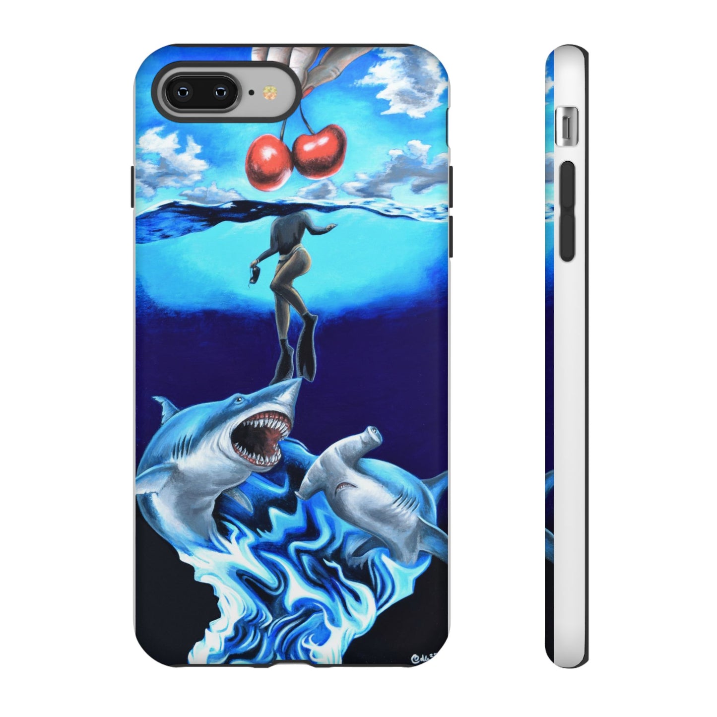 Shark Art Phone Case - Tough Cases, Unique Phone Accessories, Ocean-Inspired Gift, Underwater Art, Fun Phone Cover, Beach Lover Gift
