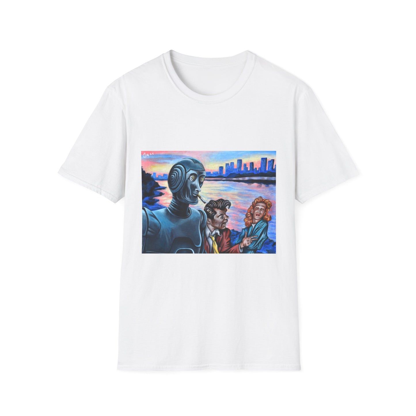 Retro Robot Unisex T-Shirt - Softstyle Graphic Tee for Tech Lovers