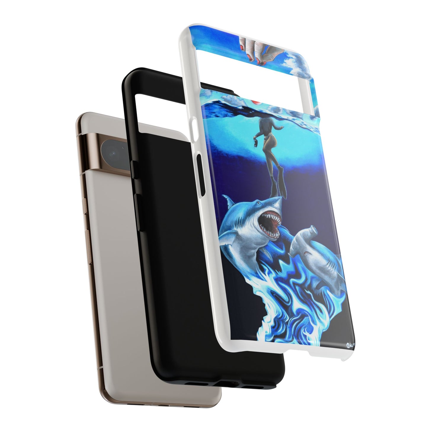 Shark Art Phone Case - Tough Cases, Unique Phone Accessories, Ocean-Inspired Gift, Underwater Art, Fun Phone Cover, Beach Lover Gift