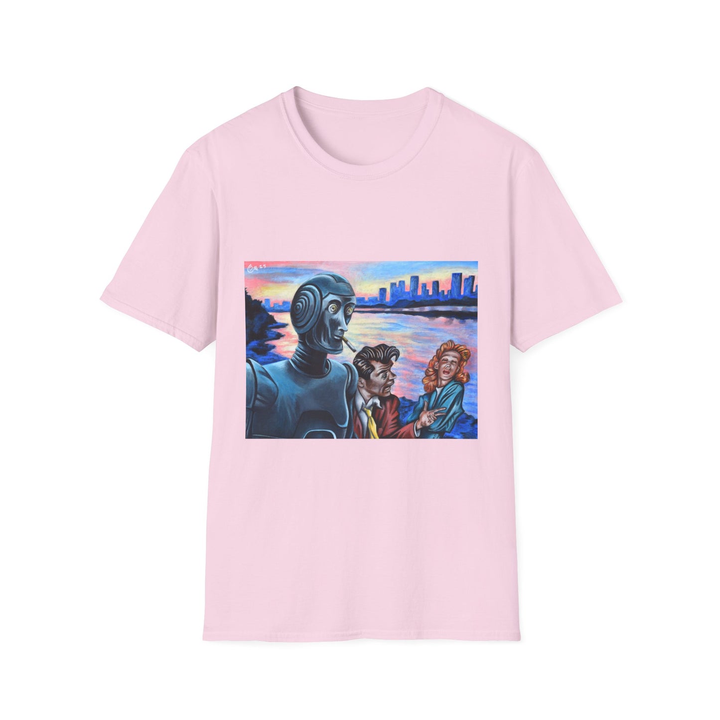 Retro Robot Unisex T-Shirt - Softstyle Graphic Tee for Tech Lovers