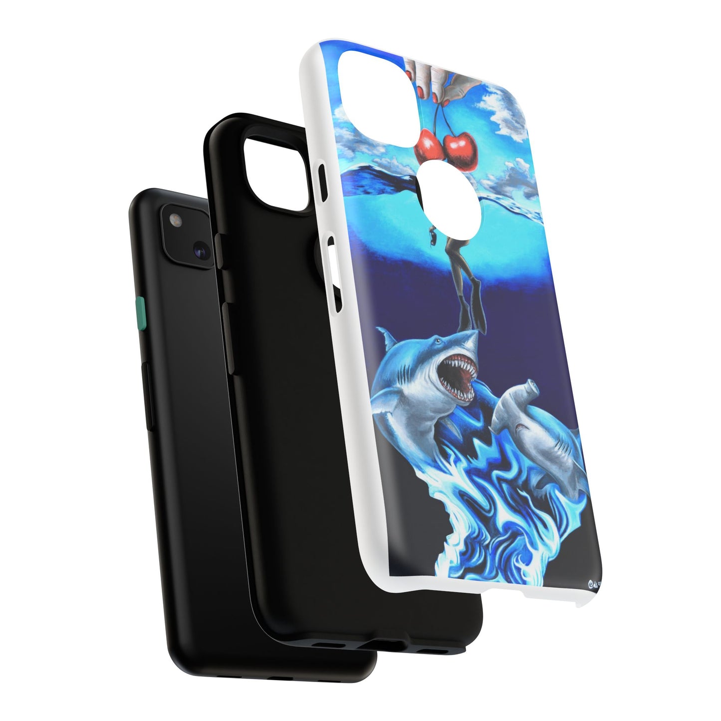 Shark Art Phone Case - Tough Cases, Unique Phone Accessories, Ocean-Inspired Gift, Underwater Art, Fun Phone Cover, Beach Lover Gift
