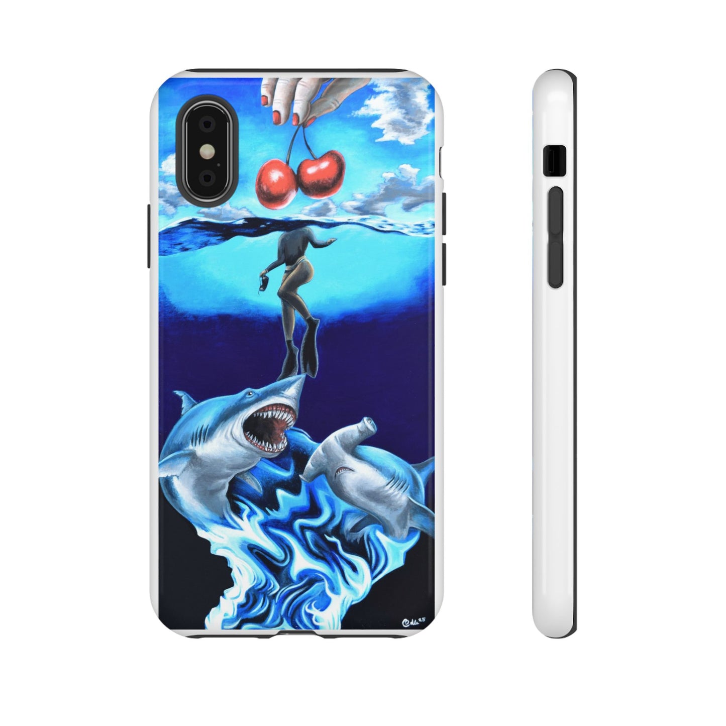 Shark Art Phone Case - Tough Cases, Unique Phone Accessories, Ocean-Inspired Gift, Underwater Art, Fun Phone Cover, Beach Lover Gift