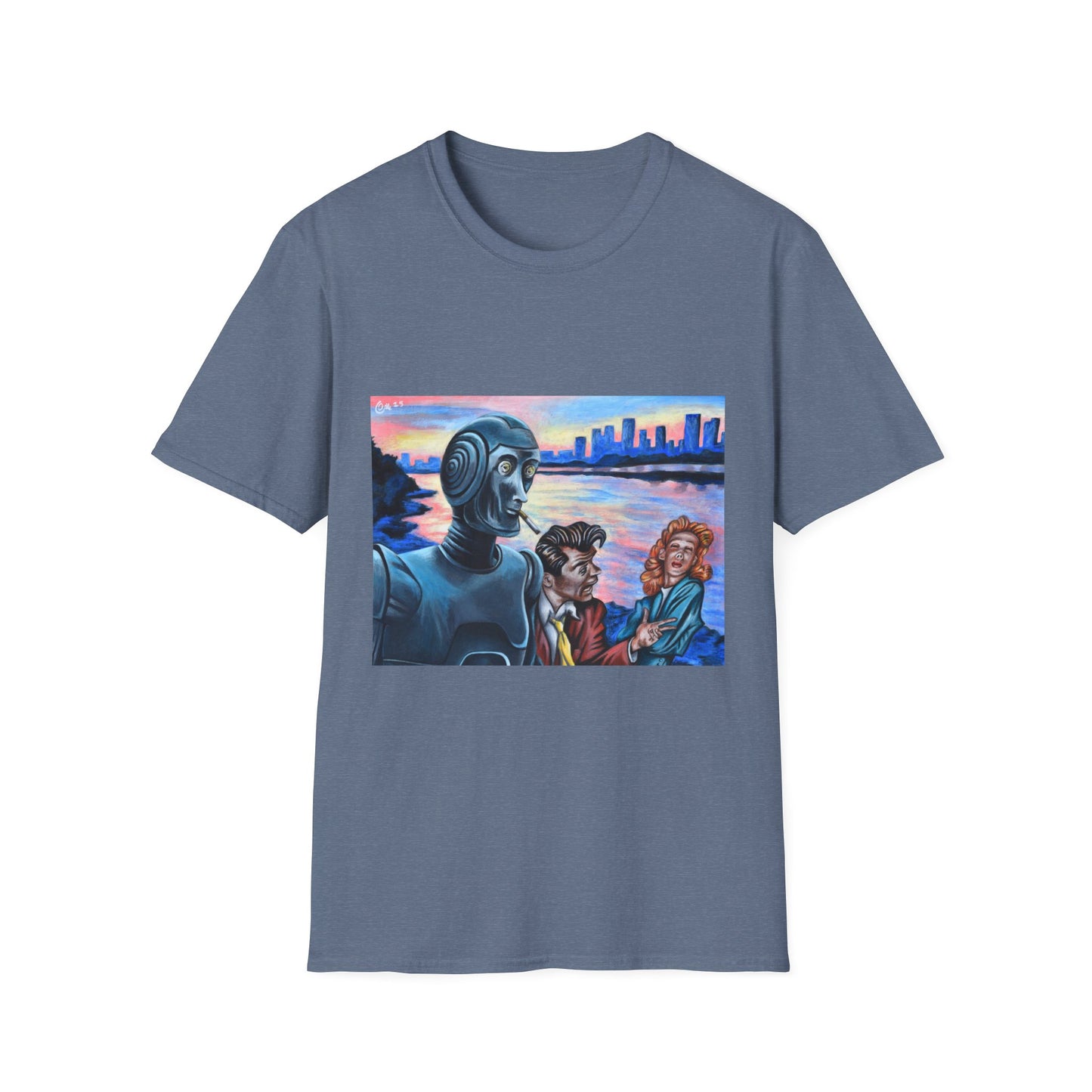 Retro Robot Unisex T-Shirt - Softstyle Graphic Tee for Tech Lovers