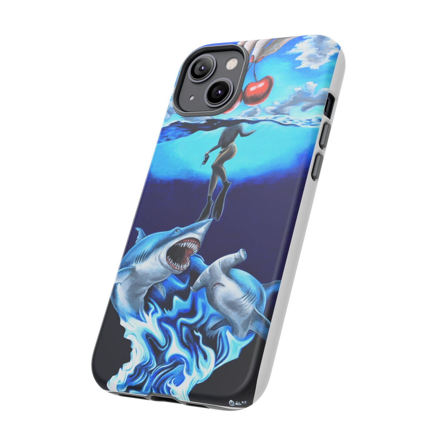 Shark Art Phone Case - Tough Cases, Unique Phone Accessories, Ocean-Inspired Gift, Underwater Art, Fun Phone Cover, Beach Lover Gift