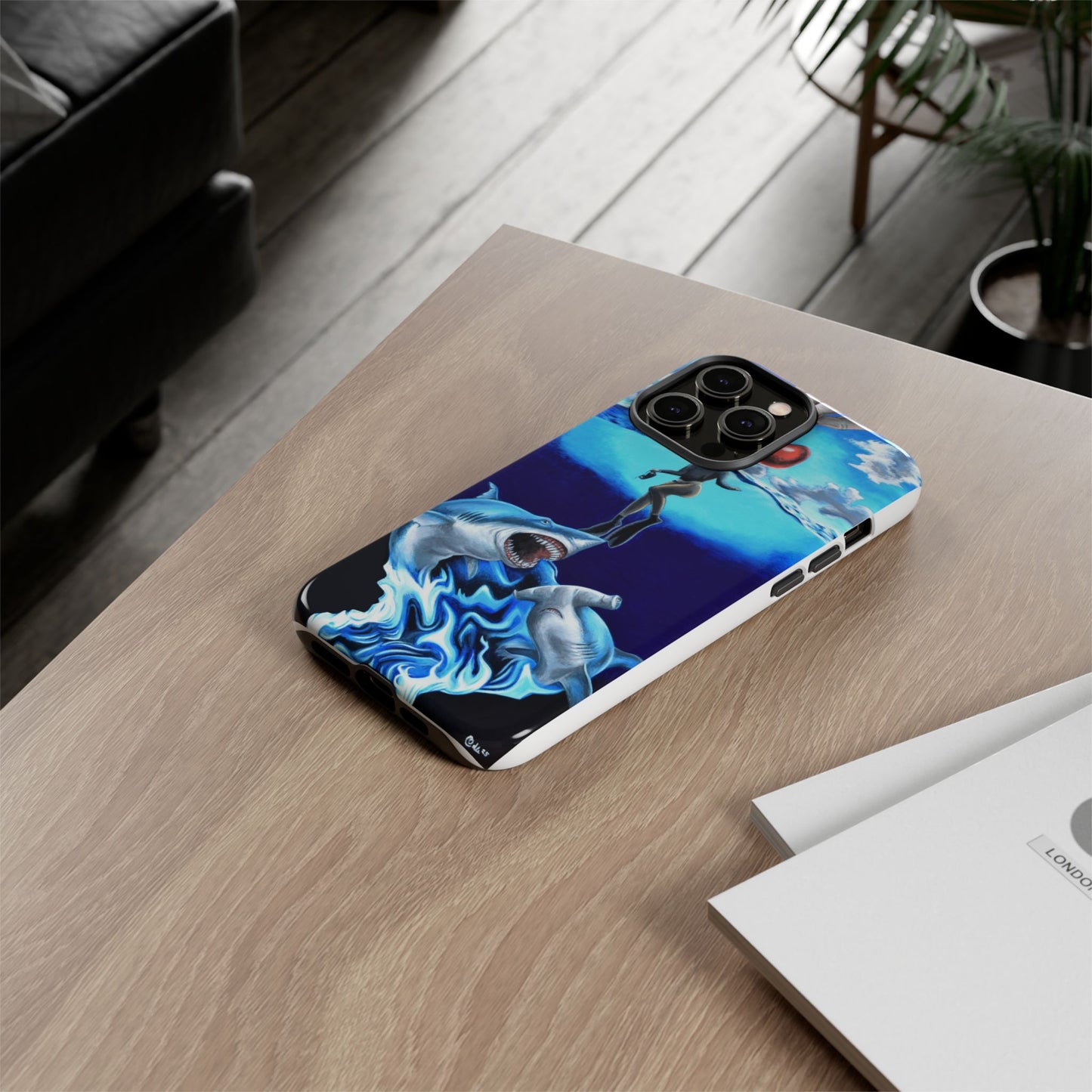 Shark Art Phone Case - Tough Cases, Unique Phone Accessories, Ocean-Inspired Gift, Underwater Art, Fun Phone Cover, Beach Lover Gift