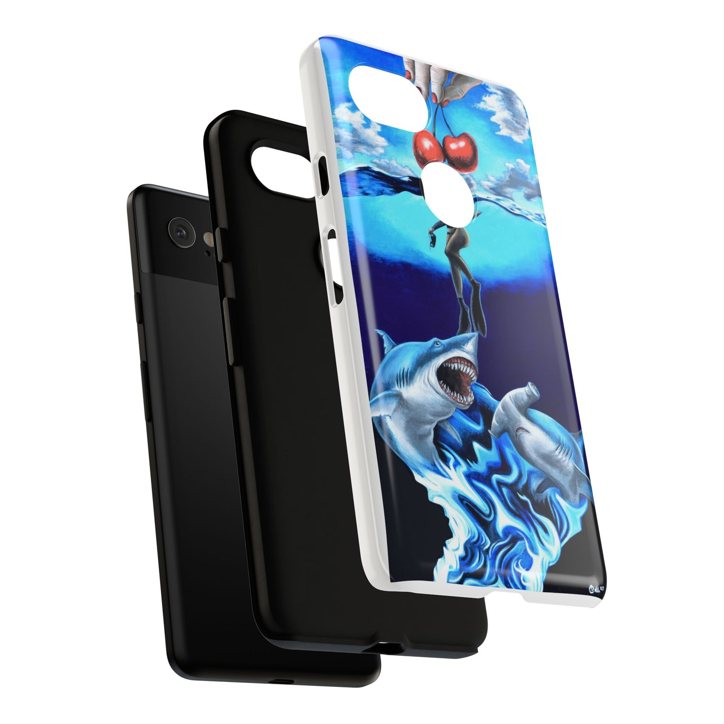 Shark Art Phone Case - Tough Cases, Unique Phone Accessories, Ocean-Inspired Gift, Underwater Art, Fun Phone Cover, Beach Lover Gift