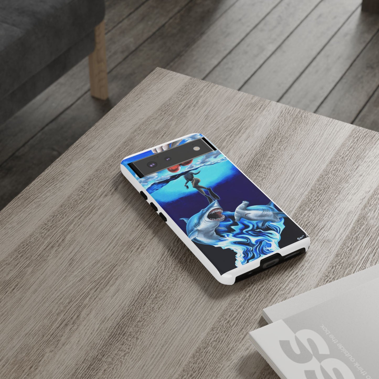 Shark Art Phone Case - Tough Cases, Unique Phone Accessories, Ocean-Inspired Gift, Underwater Art, Fun Phone Cover, Beach Lover Gift
