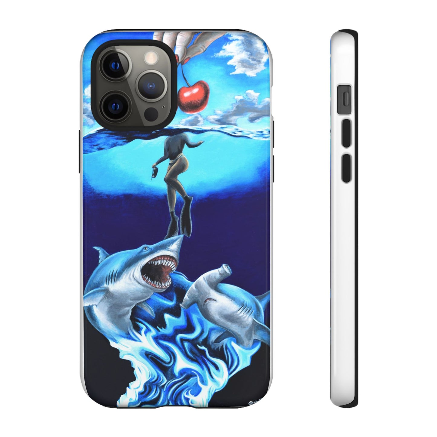 Shark Art Phone Case - Tough Cases, Unique Phone Accessories, Ocean-Inspired Gift, Underwater Art, Fun Phone Cover, Beach Lover Gift
