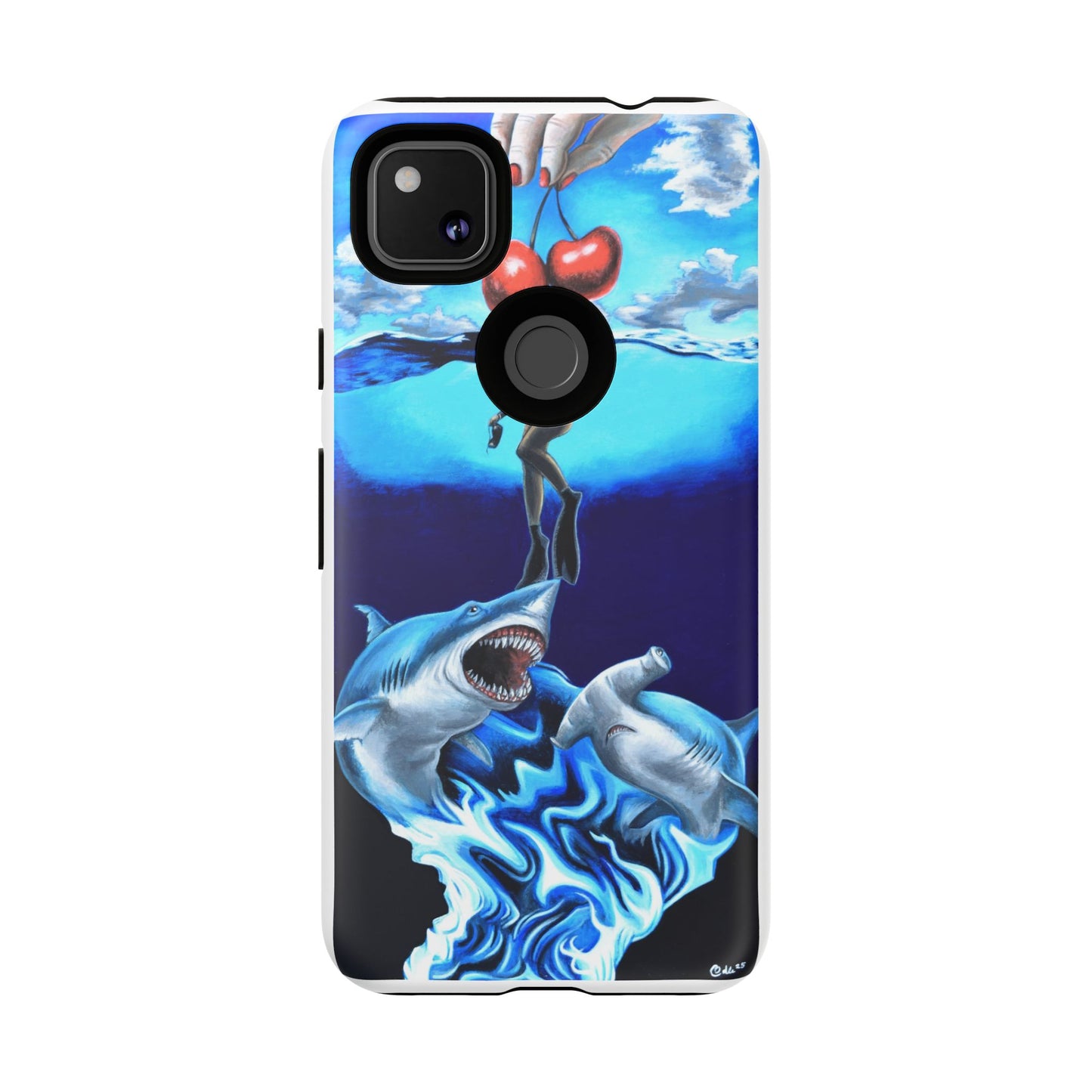 Shark Art Phone Case - Tough Cases, Unique Phone Accessories, Ocean-Inspired Gift, Underwater Art, Fun Phone Cover, Beach Lover Gift