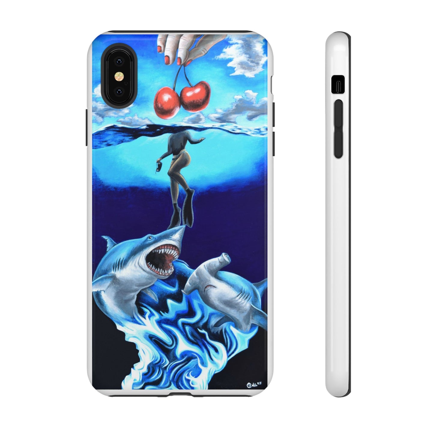 Shark Art Phone Case - Tough Cases, Unique Phone Accessories, Ocean-Inspired Gift, Underwater Art, Fun Phone Cover, Beach Lover Gift