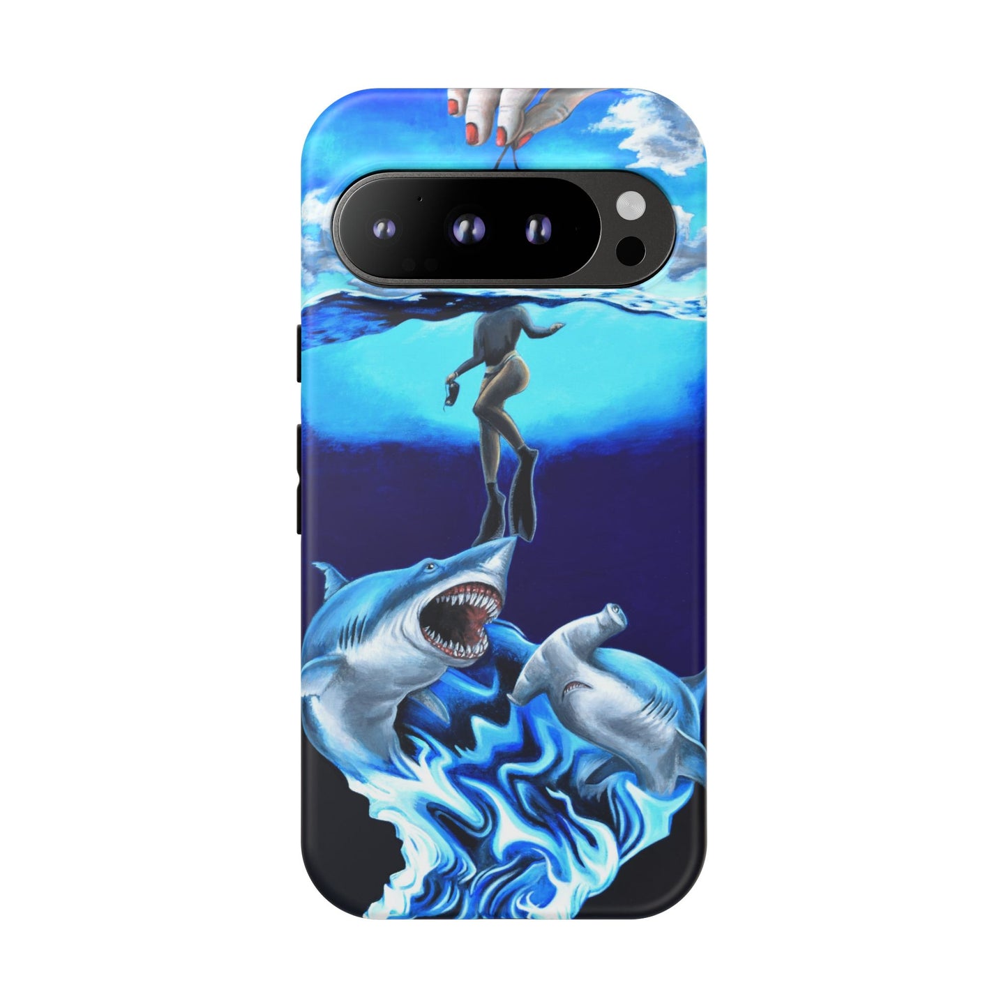 Shark Art Phone Case - Tough Cases, Unique Phone Accessories, Ocean-Inspired Gift, Underwater Art, Fun Phone Cover, Beach Lover Gift