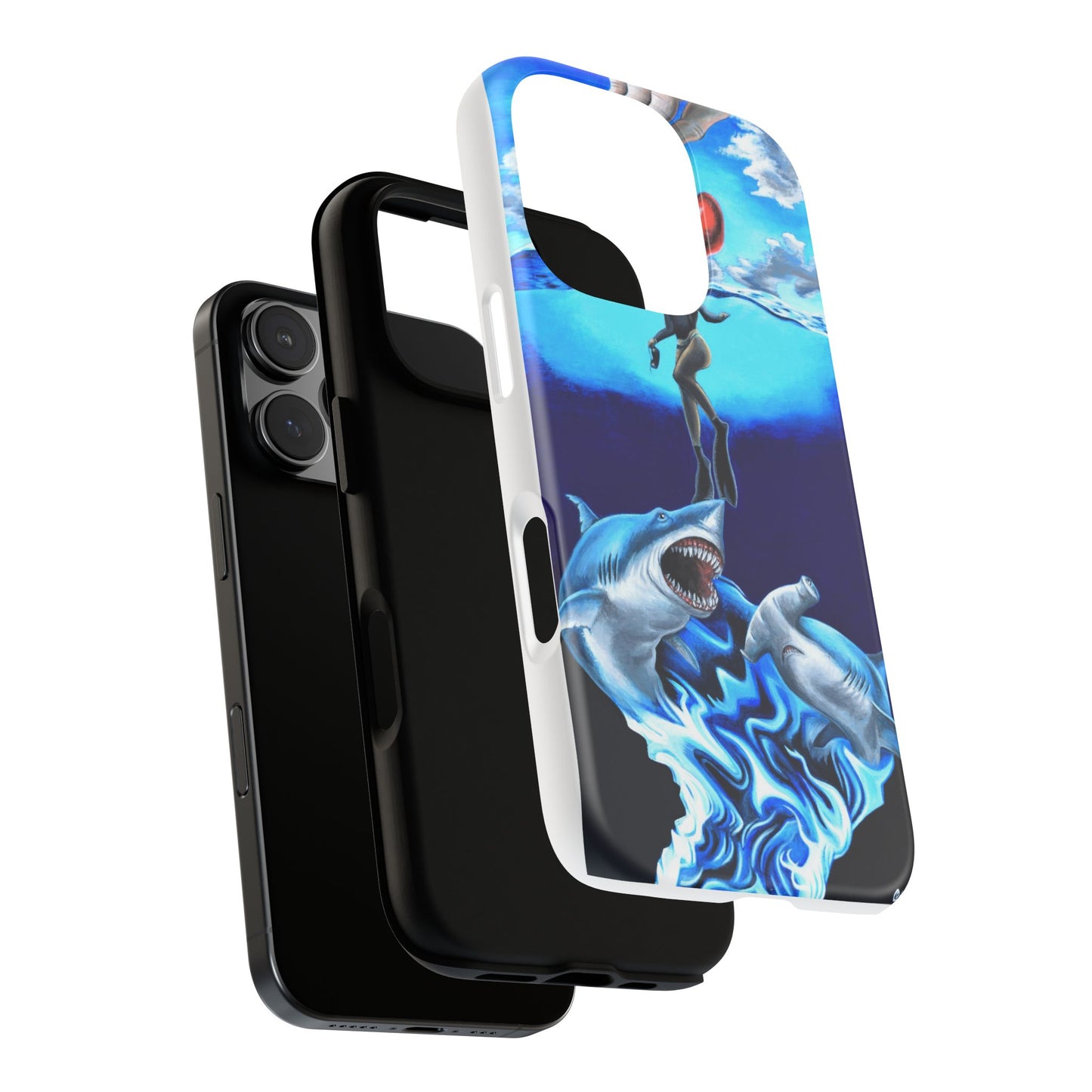 Shark Art Phone Case - Tough Cases, Unique Phone Accessories, Ocean-Inspired Gift, Underwater Art, Fun Phone Cover, Beach Lover Gift