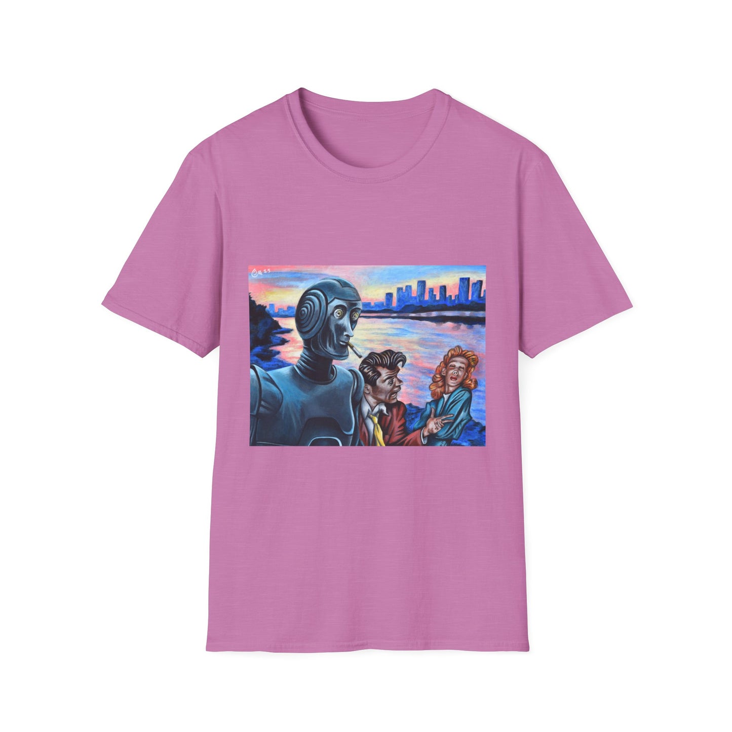 Retro Robot Unisex T-Shirt - Softstyle Graphic Tee for Tech Lovers