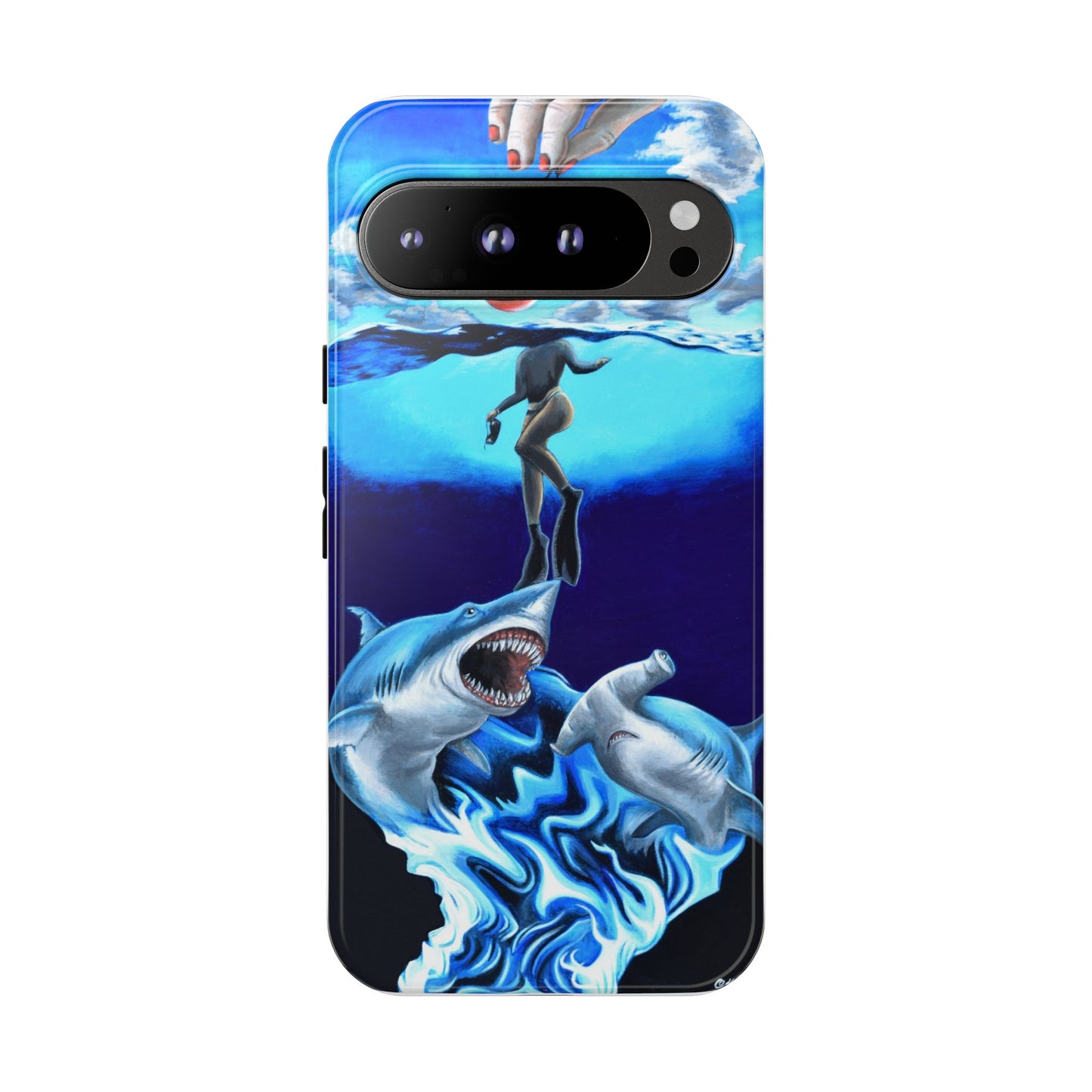 Shark Art Phone Case - Tough Cases, Unique Phone Accessories, Ocean-Inspired Gift, Underwater Art, Fun Phone Cover, Beach Lover Gift