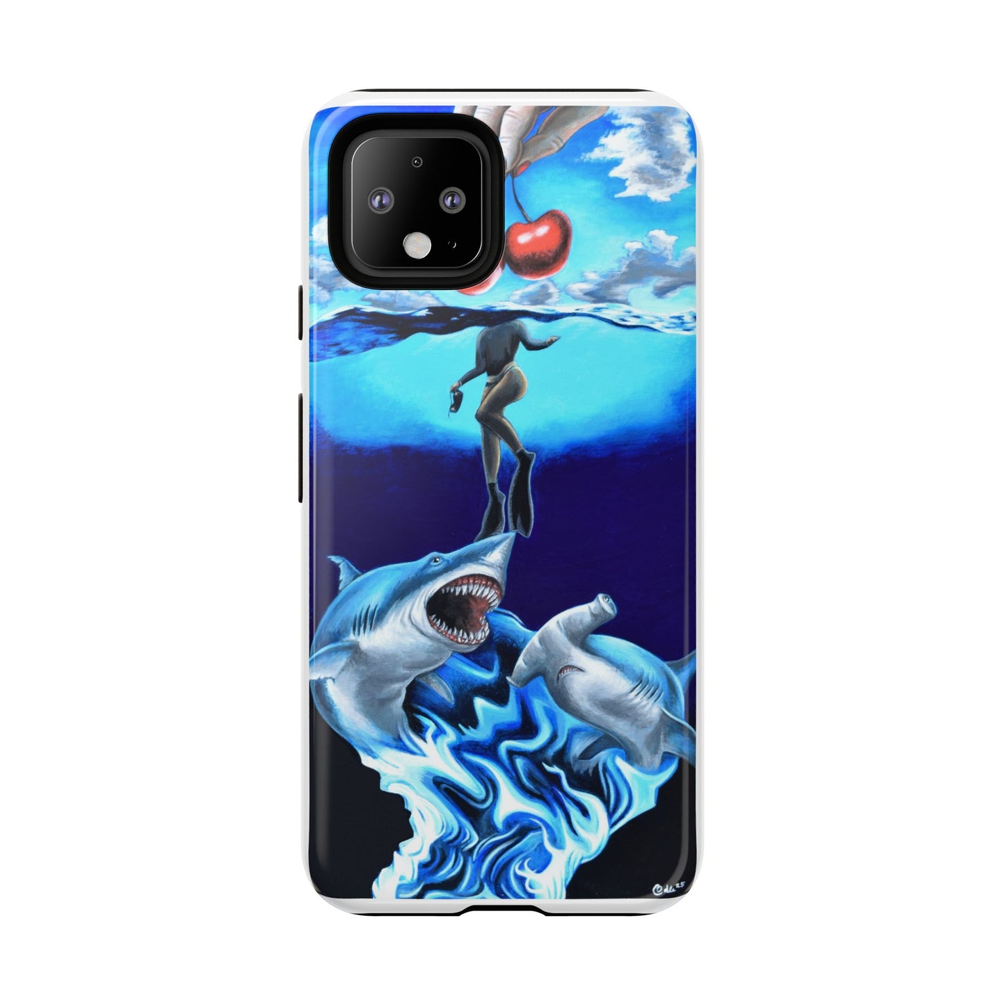 Shark Art Phone Case - Tough Cases, Unique Phone Accessories, Ocean-Inspired Gift, Underwater Art, Fun Phone Cover, Beach Lover Gift