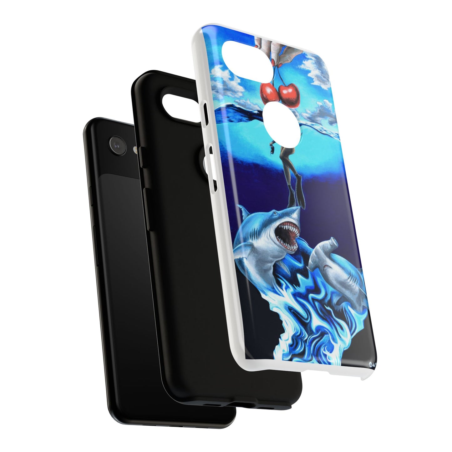 Shark Art Phone Case - Tough Cases, Unique Phone Accessories, Ocean-Inspired Gift, Underwater Art, Fun Phone Cover, Beach Lover Gift