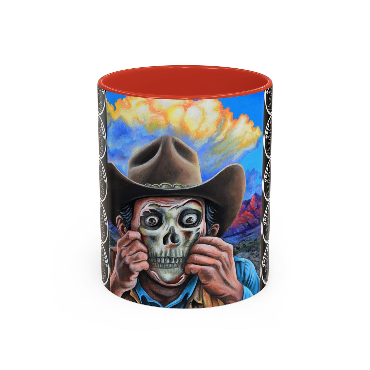 Day of the Dead Accent Coffee Mug, Colorful Skull Design Mug, Halloween Coffee Cup, Unique Art Coffee Mug